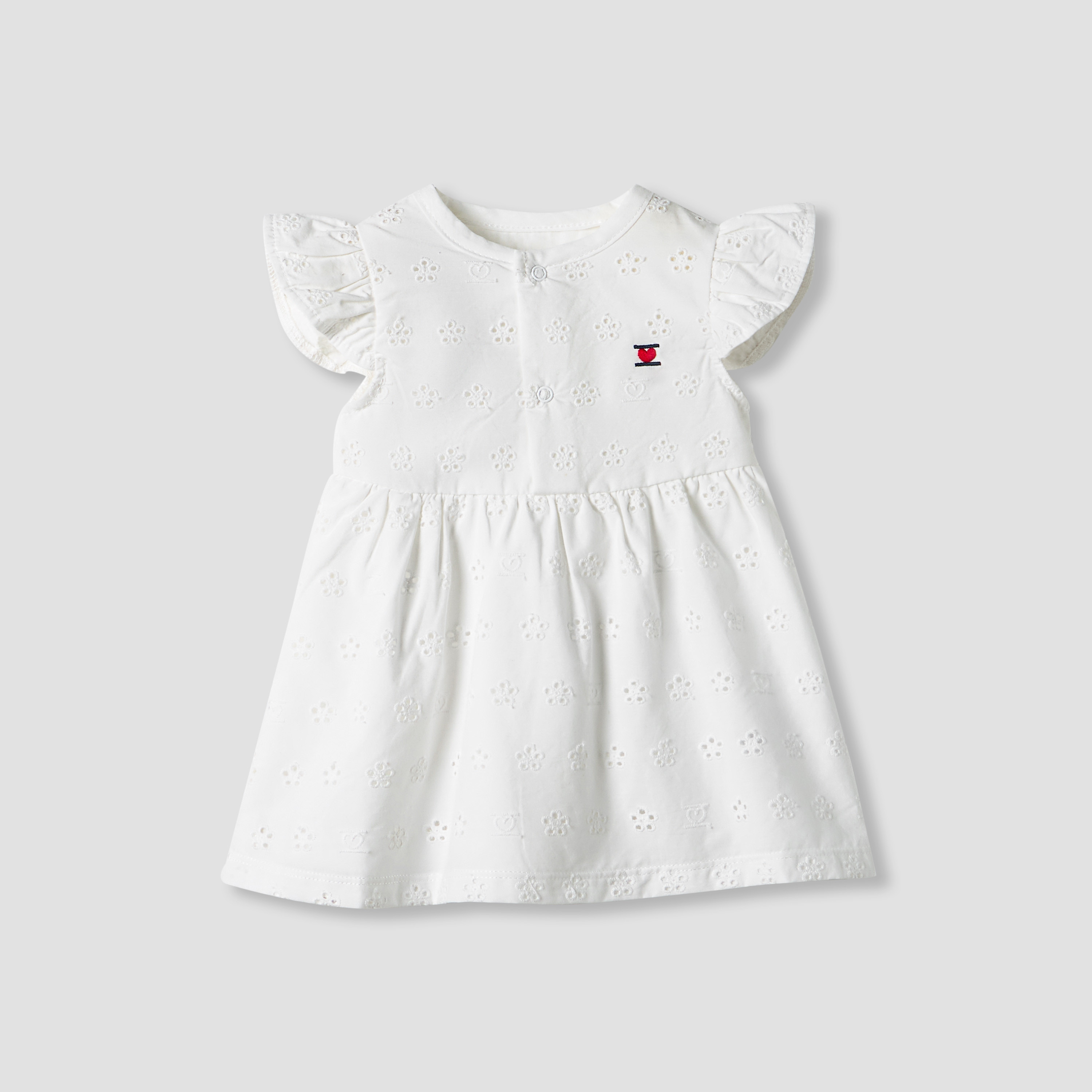 Juniors Girls Dress with Schiffli Texture - Cotton - Cap Sleeves - Round Neck - Knee Length-baby-girls-clothing-dressesandjumpsuits-image-1