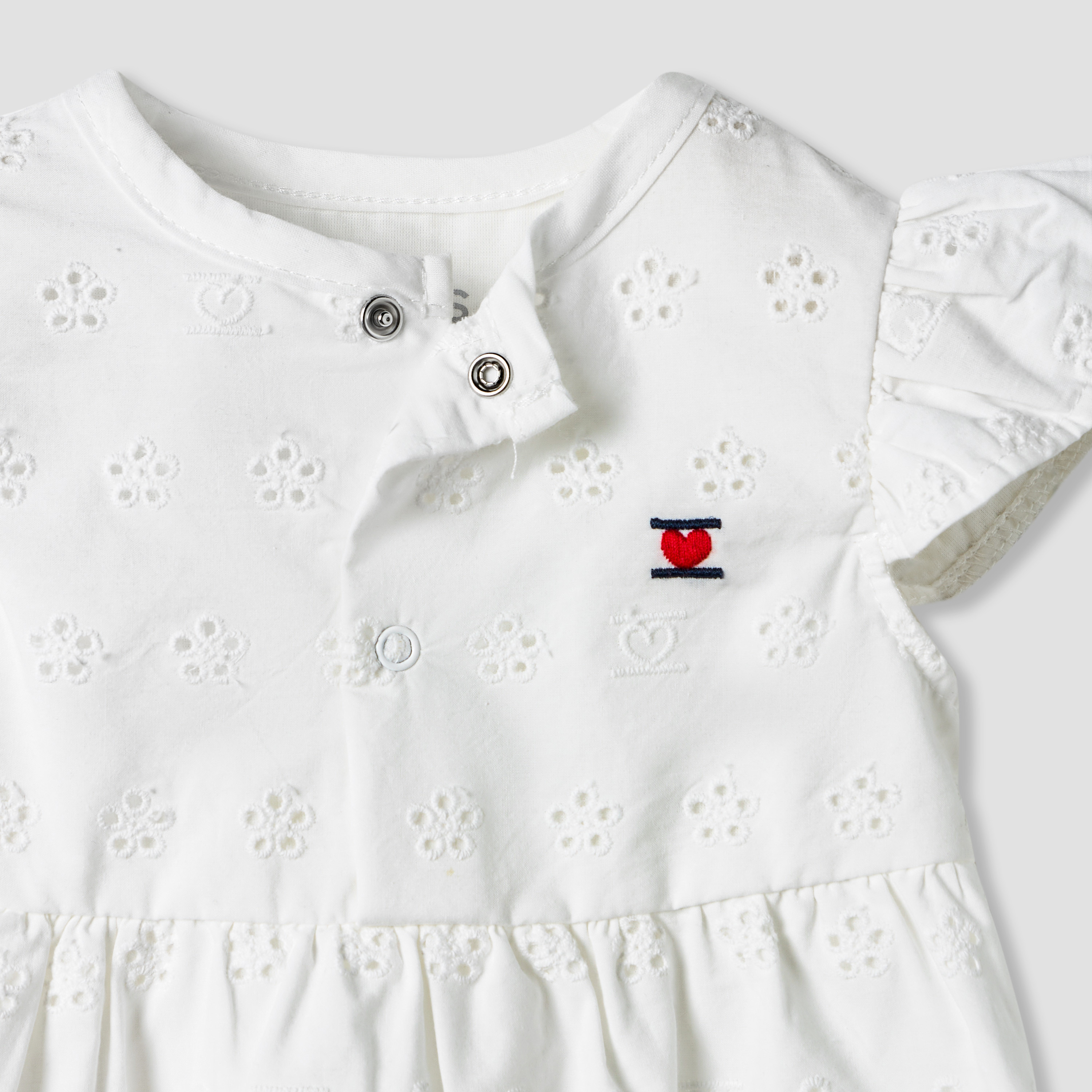 Juniors Girls Dress with Schiffli Texture - Cotton - Cap Sleeves - Round Neck - Knee Length-baby-girls-clothing-dressesandjumpsuits-image-3