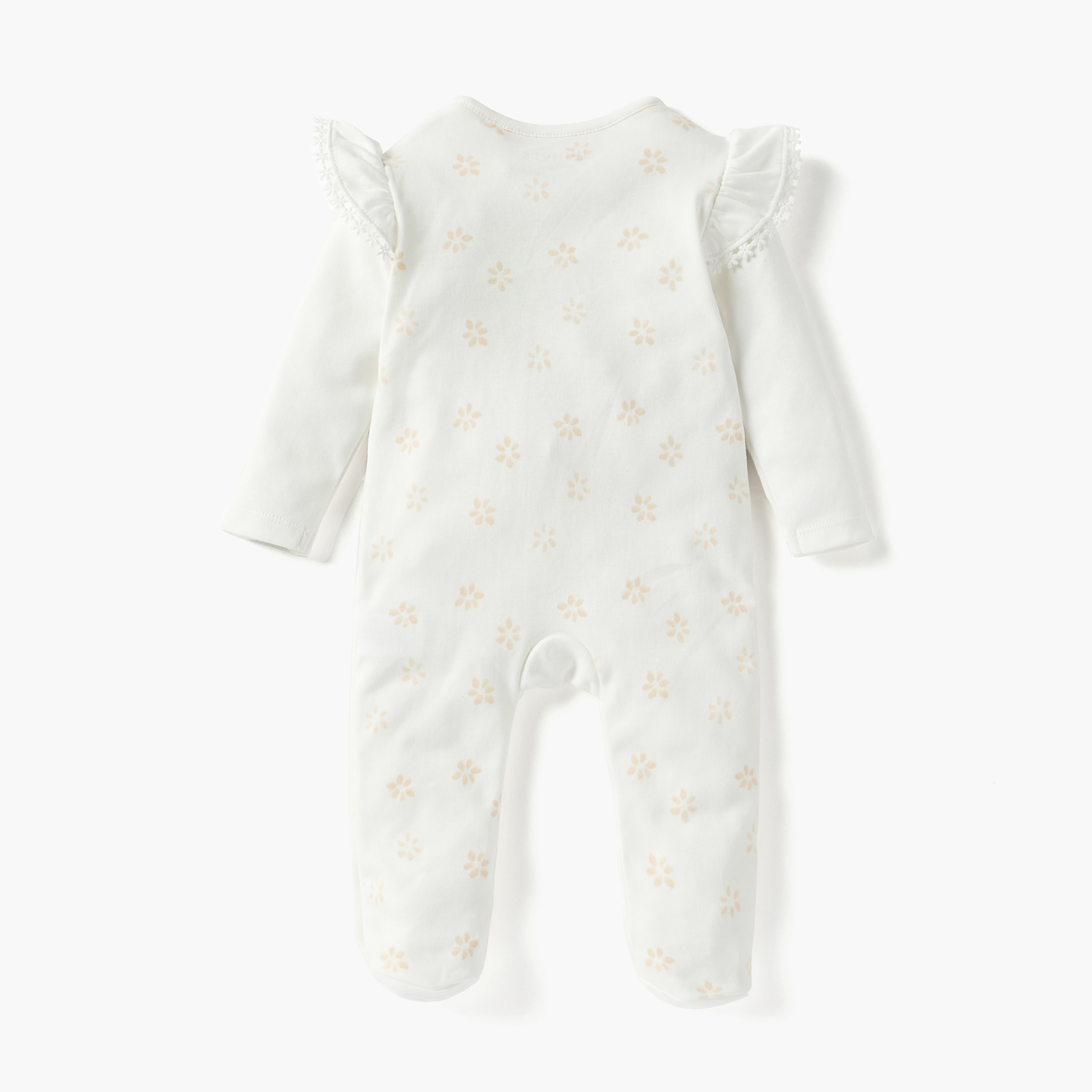 Juniors Camel Embellished Sleepsuit with Round Neck and Long Sleeves-baby-girls-clothing-nightwear-sleepsuits-image-2