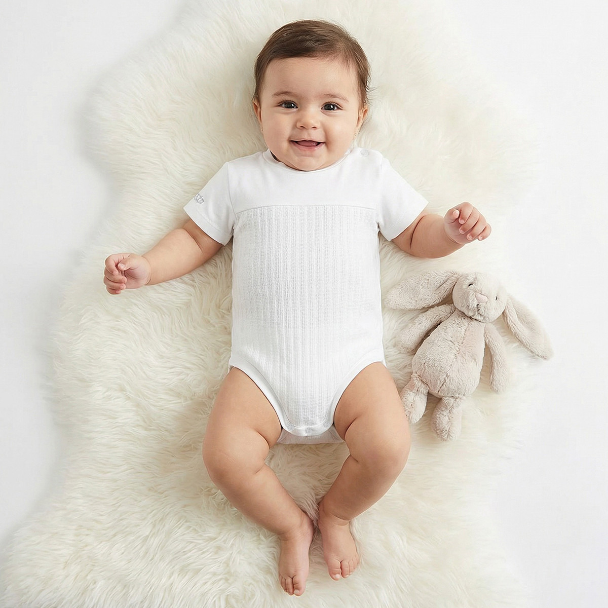 Giggles Round Neck Short Sleeves Bodysuit with Textured Design-baby-boys-clothing-bodysuits-image-1