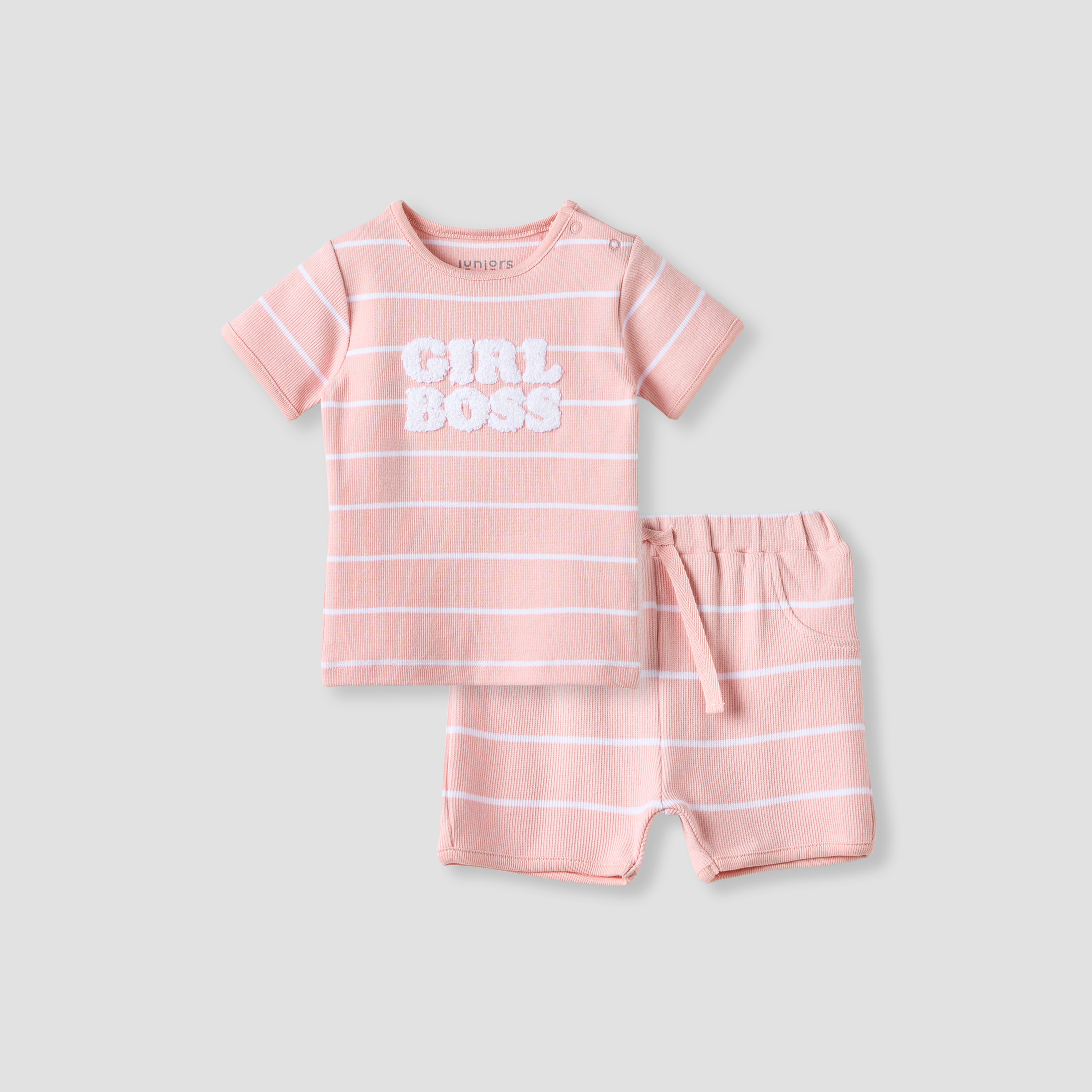 Juniors Striped T-shirt and Shorts Set-baby-girls-clothing-nightwear-pyjamasets-image-1