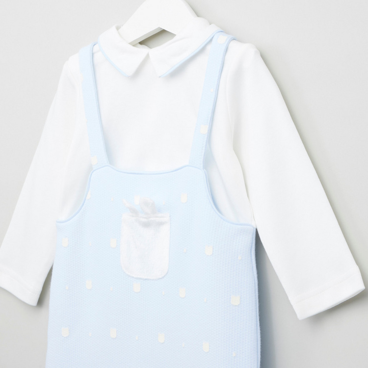 Giggles Printed Closed Feet Sleepsuit with Long Sleeves and Collar
