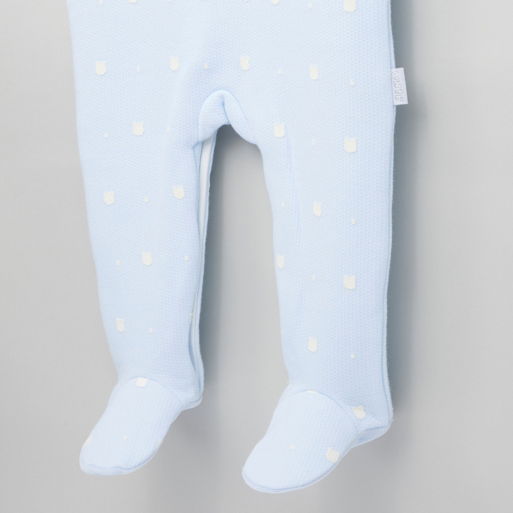 Giggles Printed Closed Feet Sleepsuit with Long Sleeves and Collar