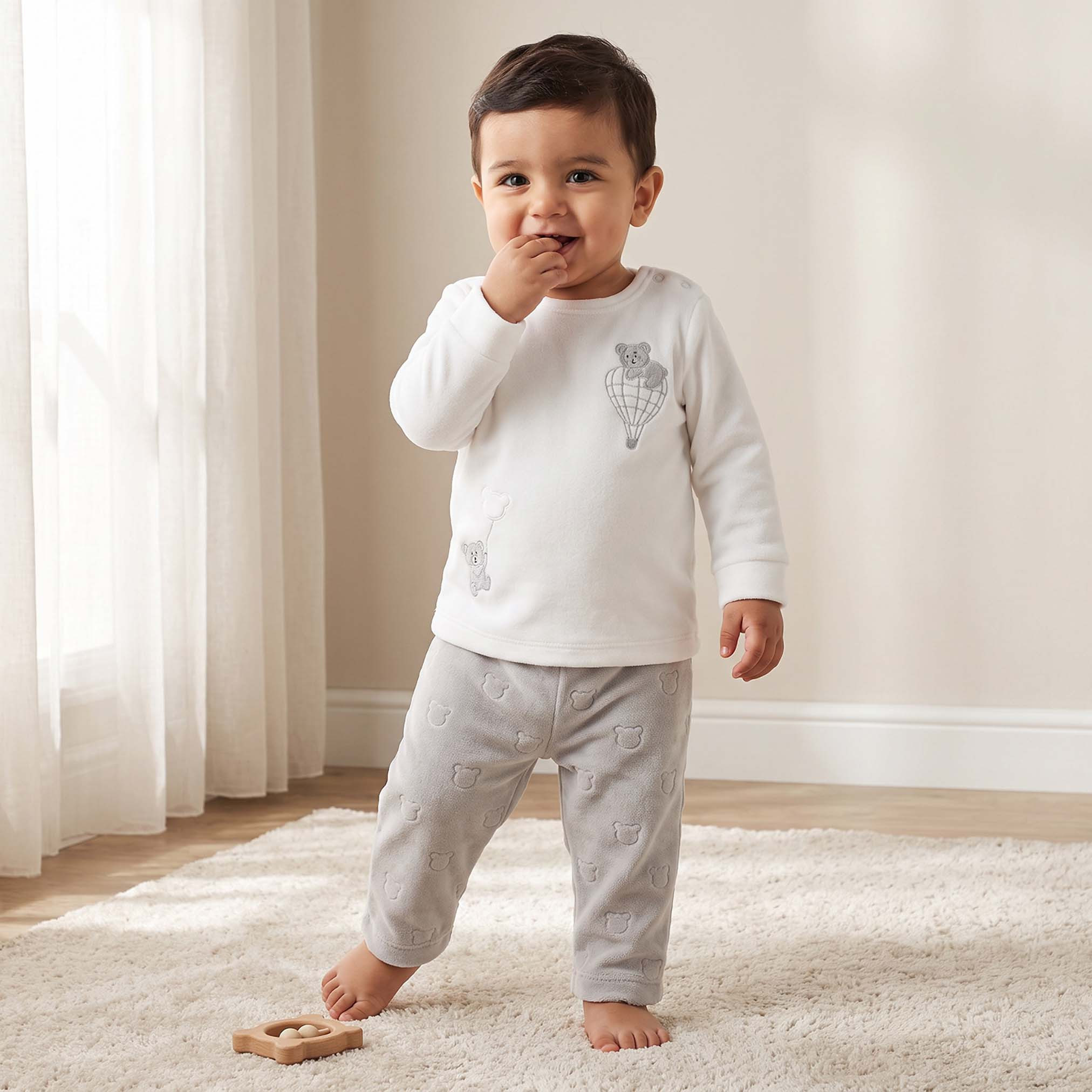 Giggles Crew Neck Long Sleeves Pyjama Set with Bear Embroidery-baby-boys-clothing-nightwear-pyjamasets-image-1