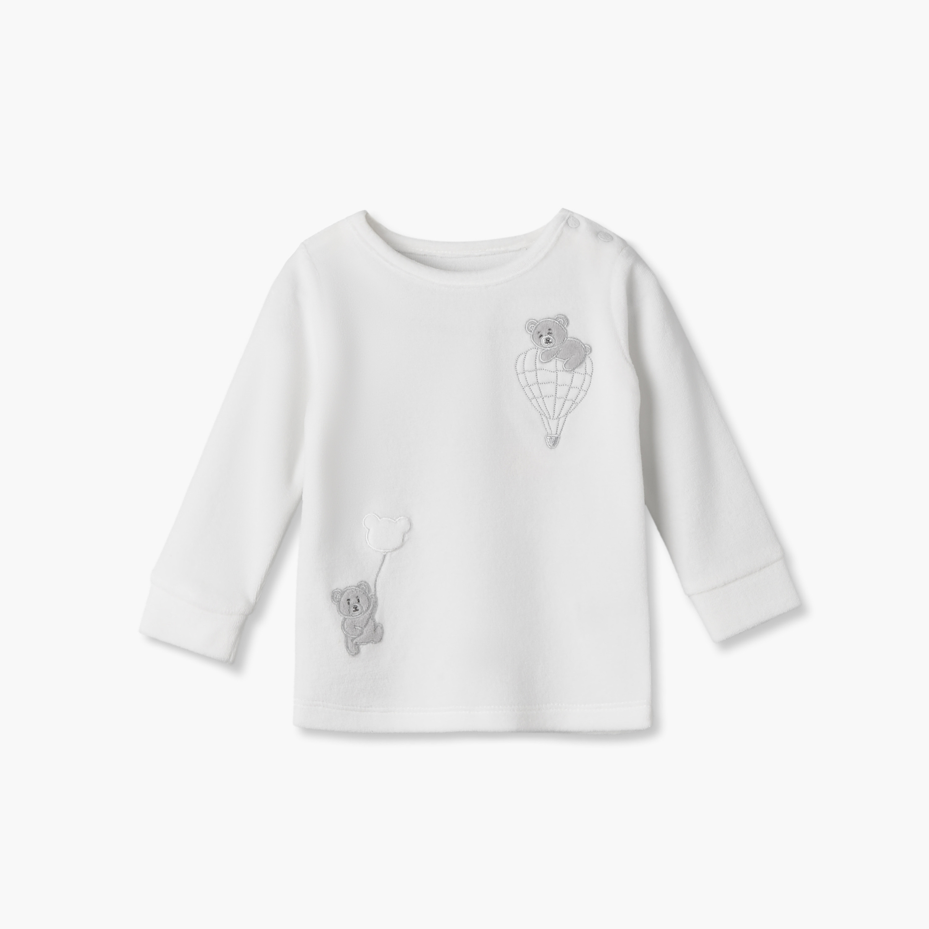 Giggles Crew Neck Long Sleeves Pyjama Set with Bear Embroidery-baby-boys-clothing-nightwear-pyjamasets-image-3