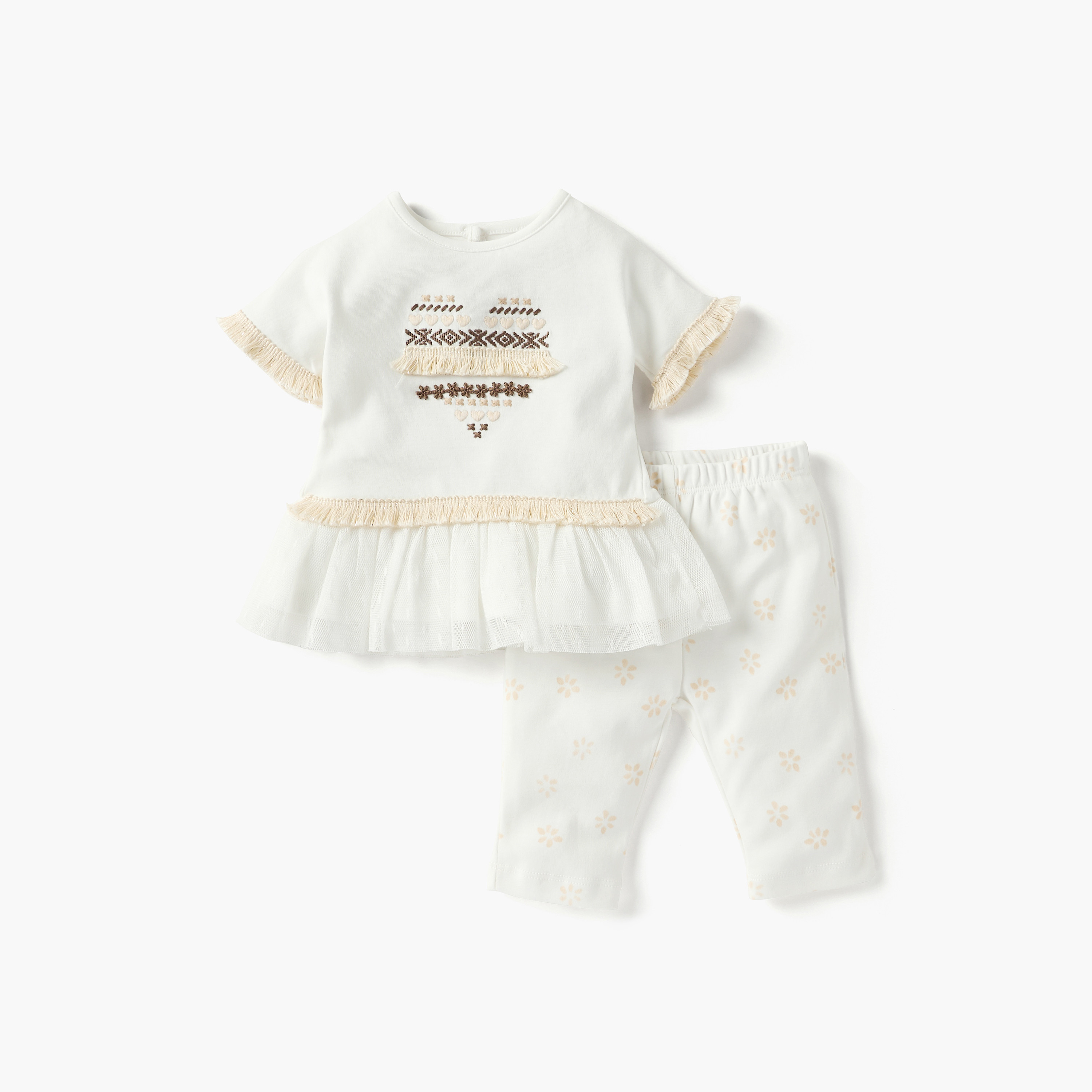 طقم بنطلون بيجاما وبلوزة مطرزة من جونيورز-baby-girls-clothing-nightwear-pyjamasets-image-1