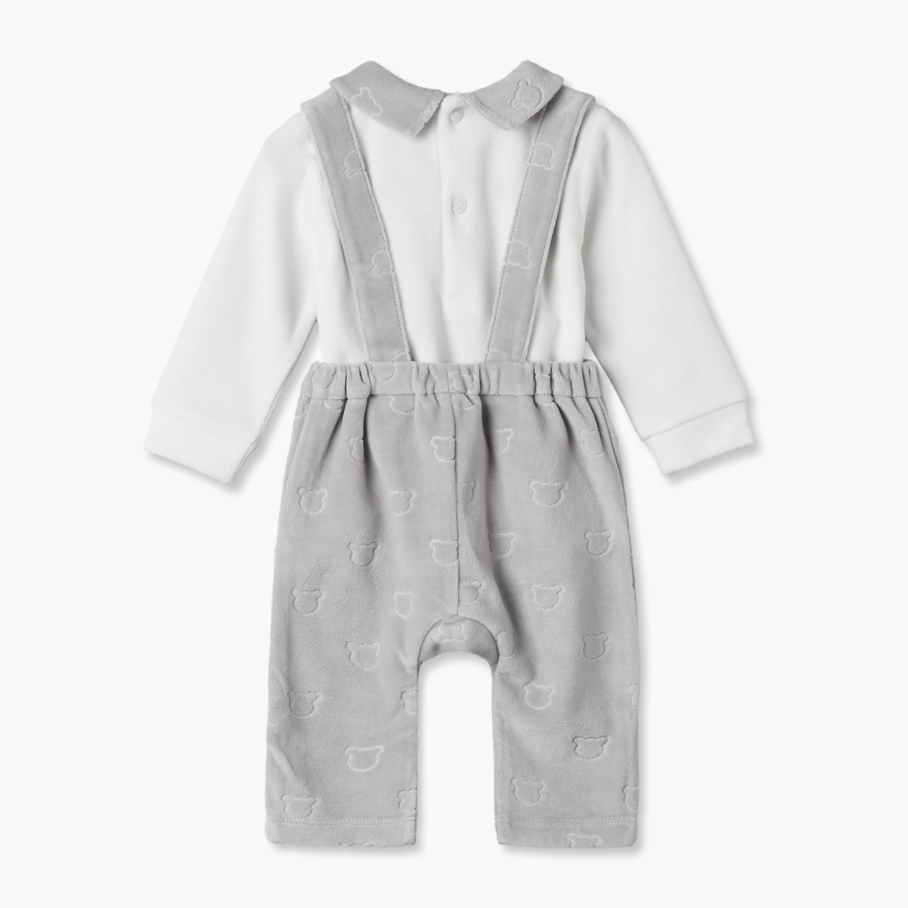 Giggles Collared Long Sleeves Shirt and Dungaree Set with Bear Embroidery-baby-boys-clothing-winterwear-setsandcoords-image-3