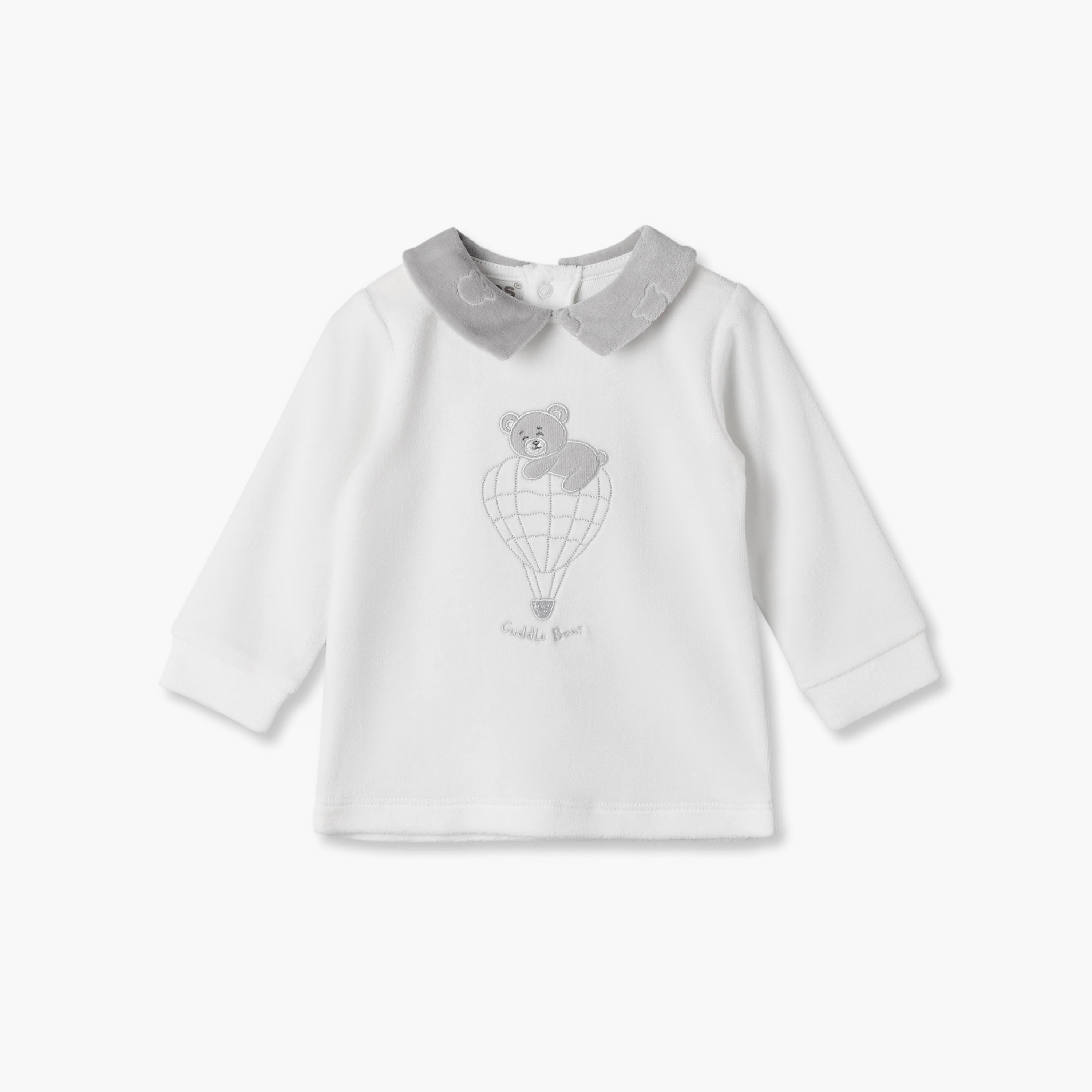 Giggles Collared Long Sleeves Shirt and Dungaree Set with Bear Embroidery-baby-boys-clothing-winterwear-setsandcoords-image-4