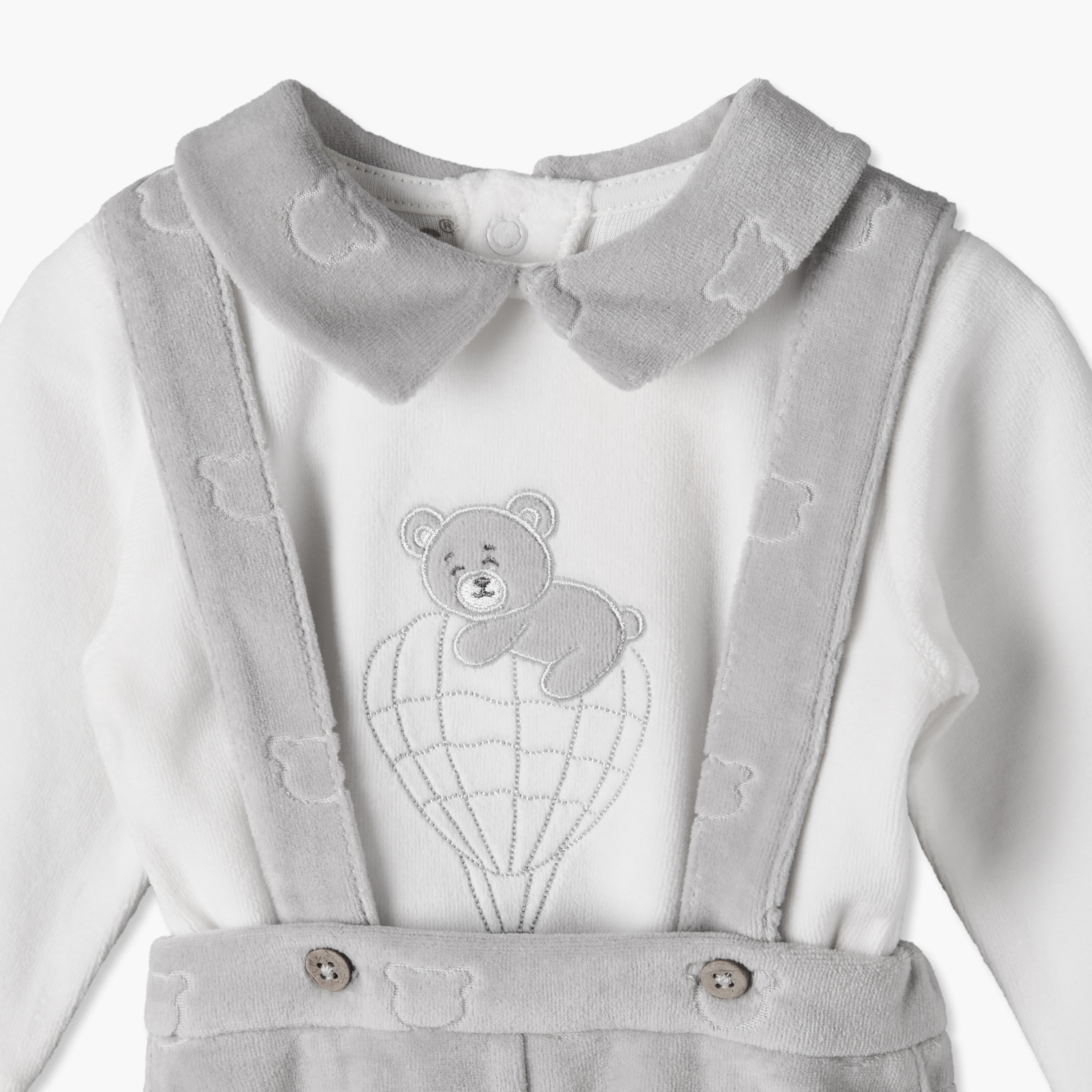Giggles Collared Long Sleeves Shirt and Dungaree Set with Bear Embroidery-baby-boys-clothing-winterwear-setsandcoords-image-6