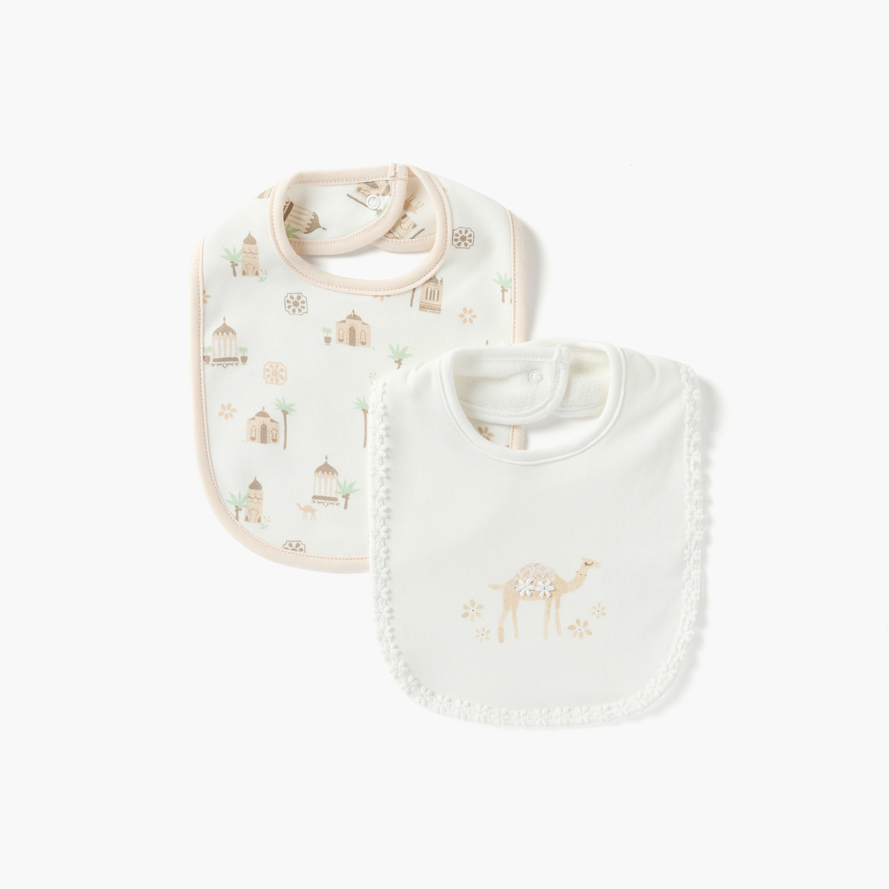 Juniors Printed Bib with Snap Button Closure - Set of 2-baby-feeding-bibs-image-1