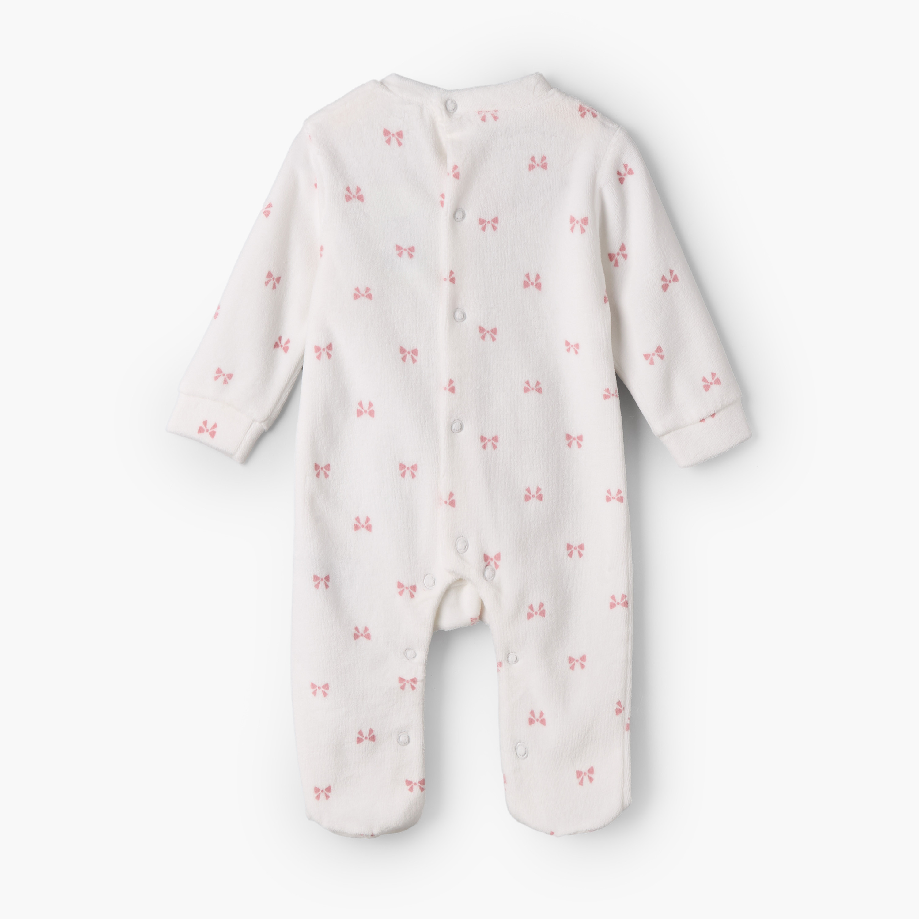 بدلة نوم بياقة عالية وأكمام طويلة وطبعات فيونكة من جونيورز-baby-girls-clothing-nightwear-sleepsuits-image-3