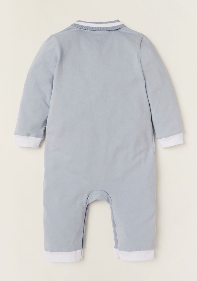 Giggles Solid Sleepsuit with Long Sleeves and Collar-Sleepsuits-image-3