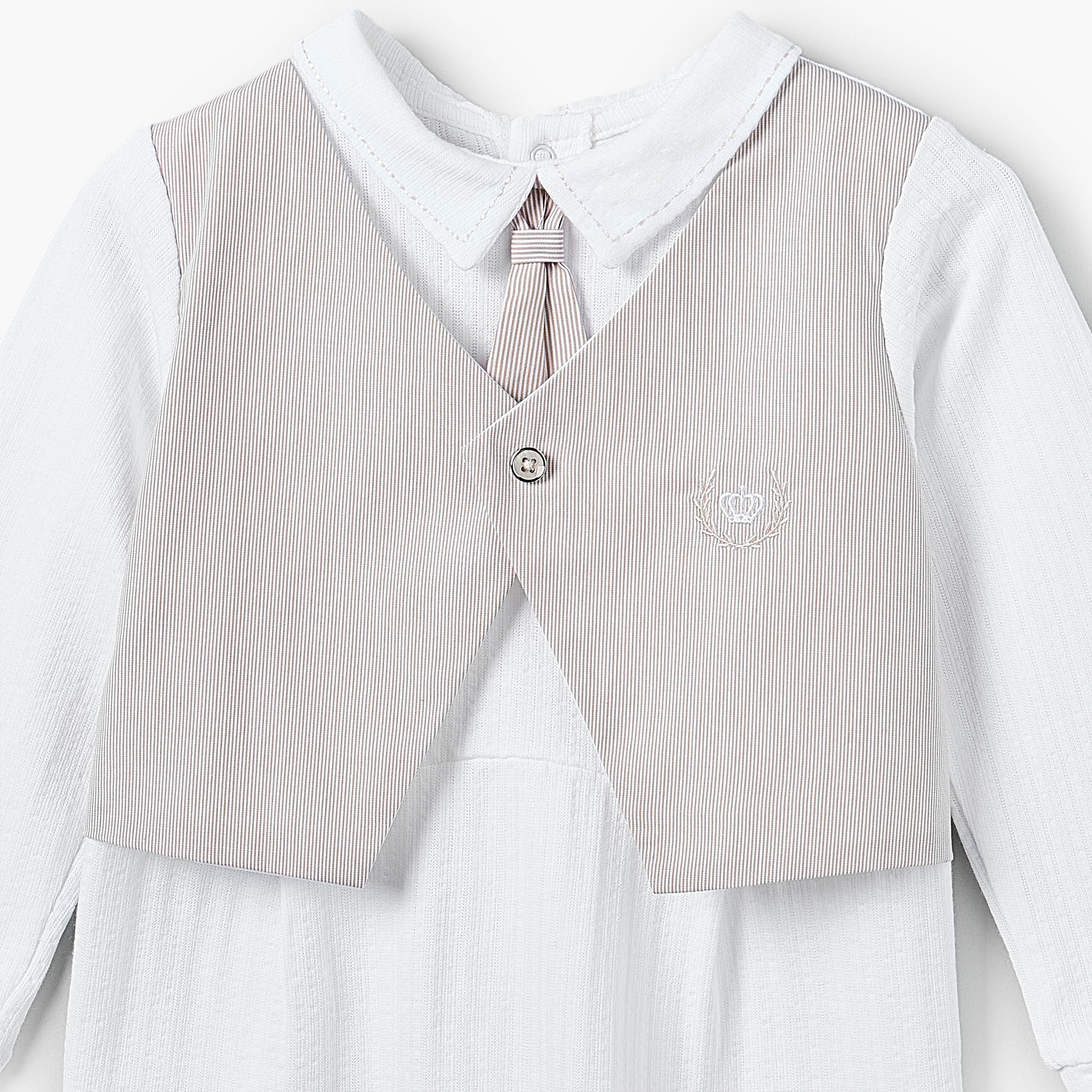 Giggles Cotton Collared Long Sleeves Sleepsuit with Waistcoat-baby-boys-clothing-nightwear-sleepsuits-image-3