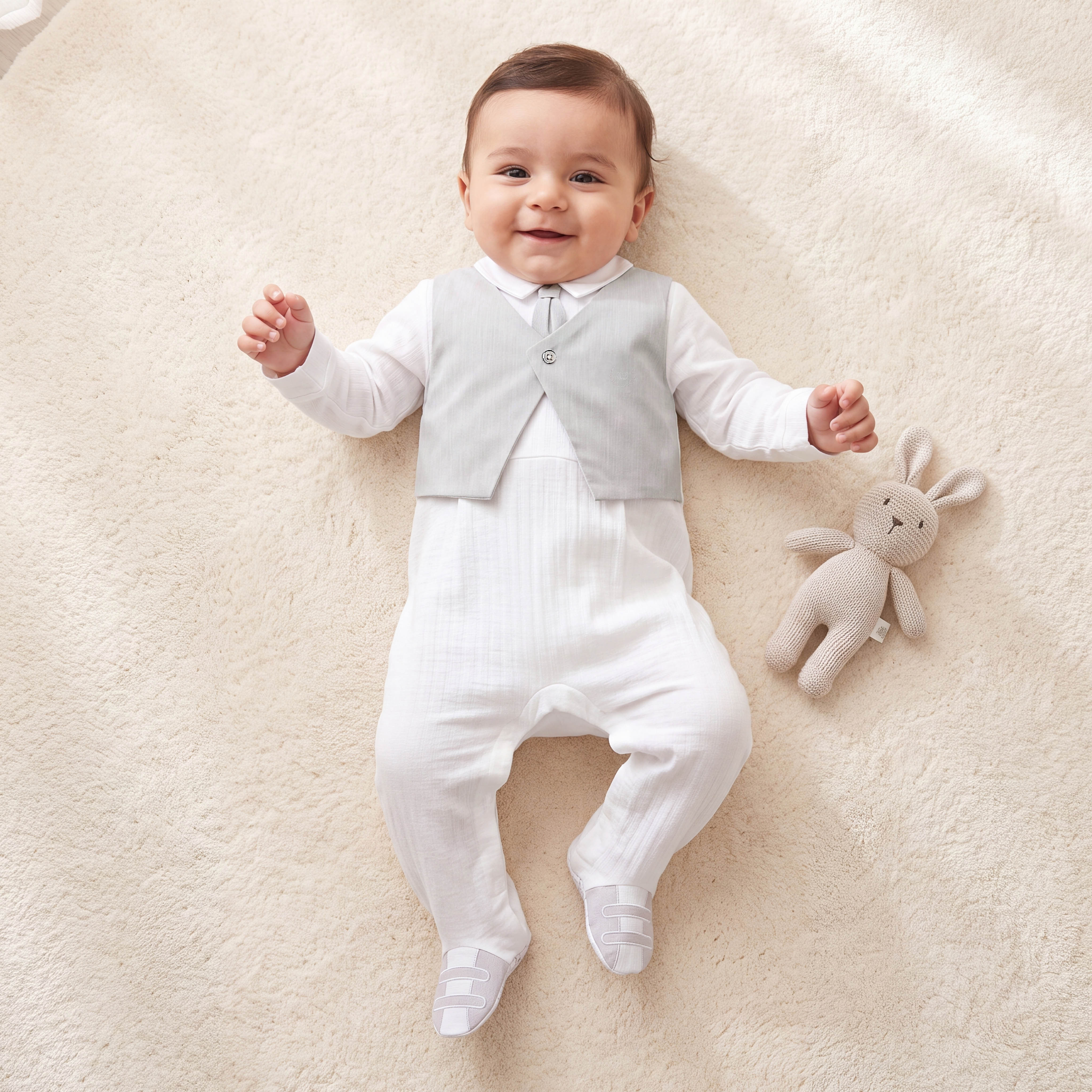 Giggles Cotton Collared Long Sleeves Sleepsuit with Waistcoat-baby-boys-clothing-nightwear-sleepsuits-image-1