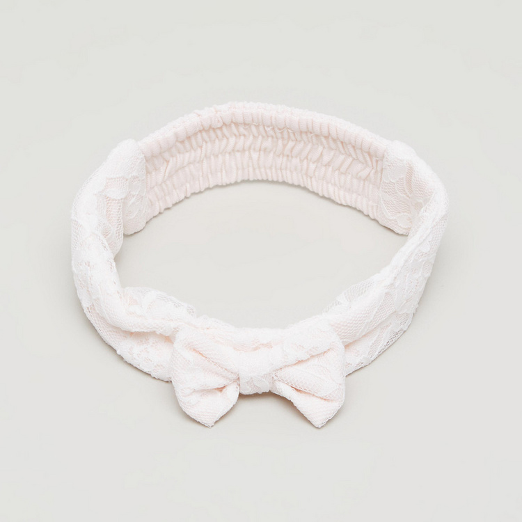 Giggles Textured Headband with Bow Applique