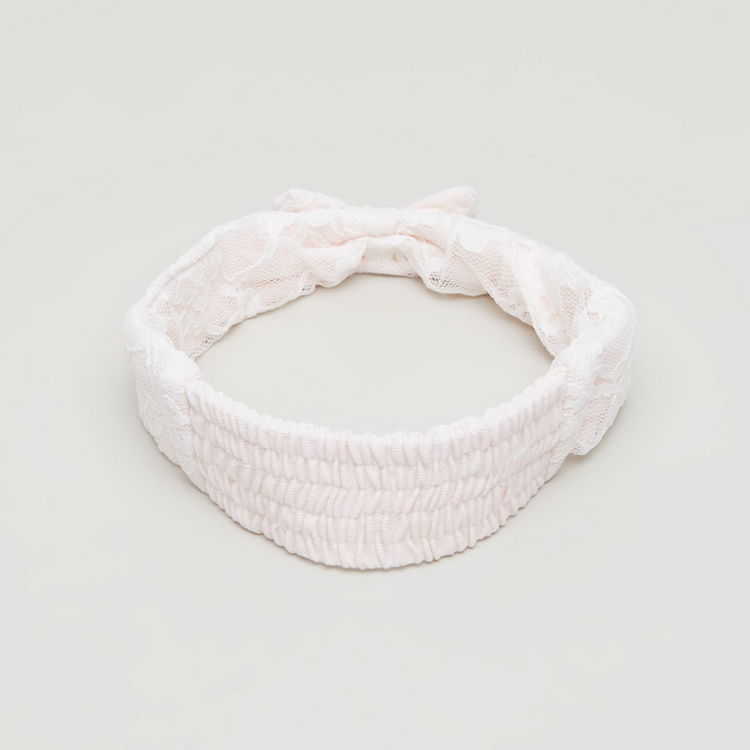Giggles Textured Headband with Bow Applique