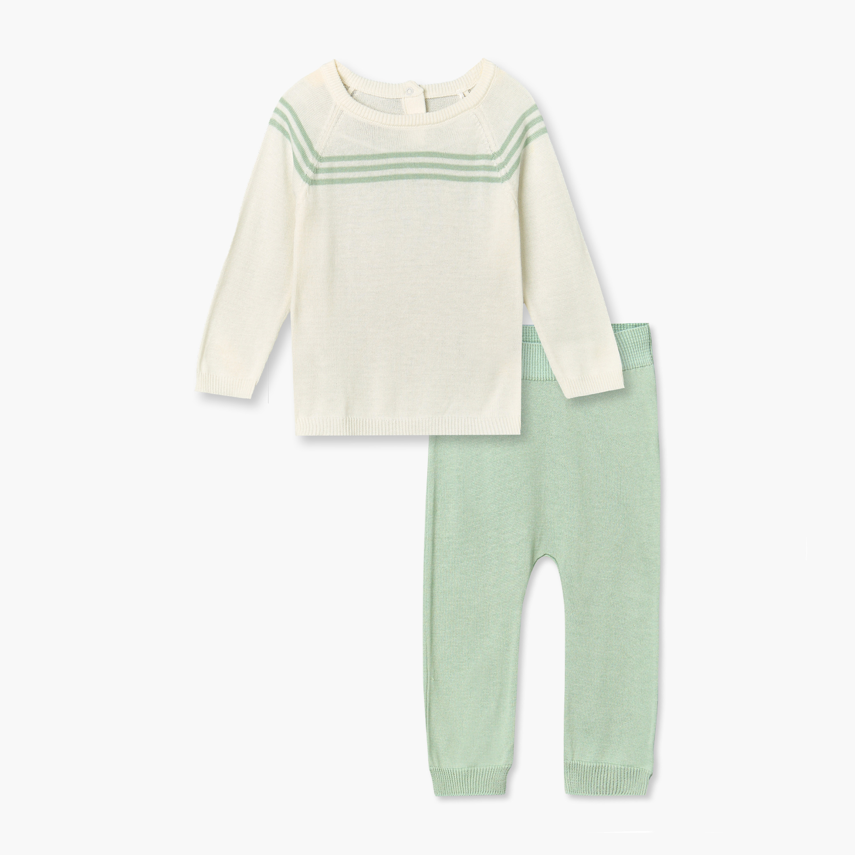 طقم بيجاما قطن بياقة مستديرة وأكمام طويلة وخطوط من جيجلز-baby-boys-clothing-nightwear-pyjamasets-image-1