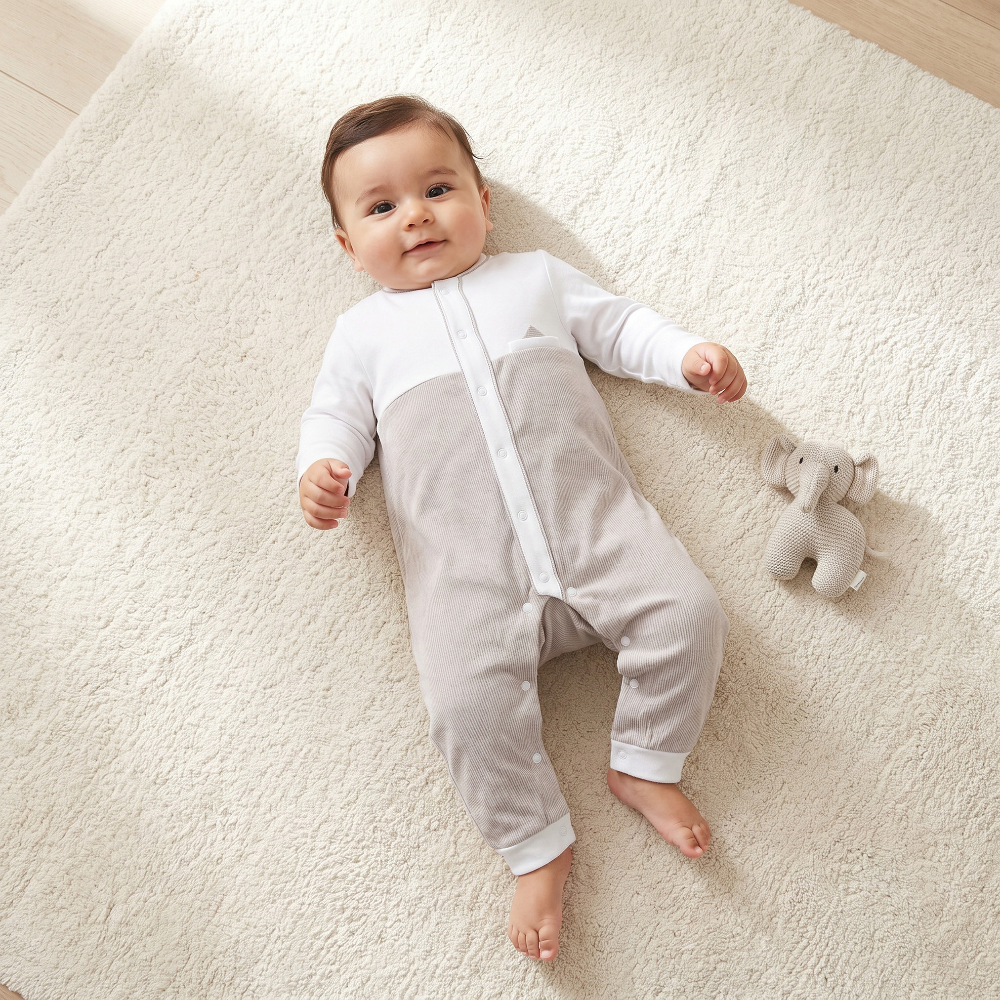 Giggles Cotton Collared Long Sleeves Sleepsuit with Stripes-baby-boys-clothing-nightwear-sleepsuits-image-1