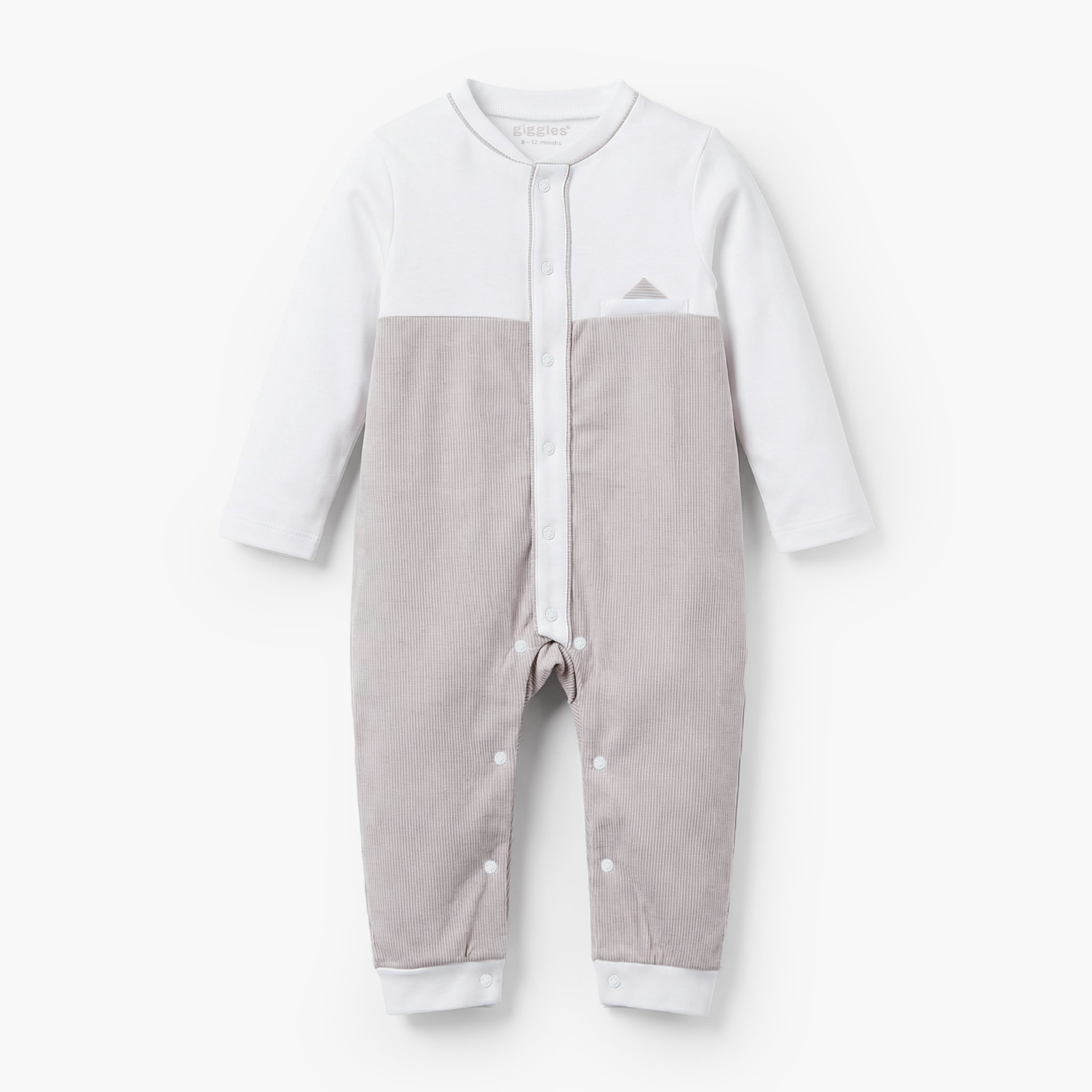 Giggles Cotton Collared Long Sleeves Sleepsuit with Stripes-baby-boys-clothing-nightwear-sleepsuits-image-2
