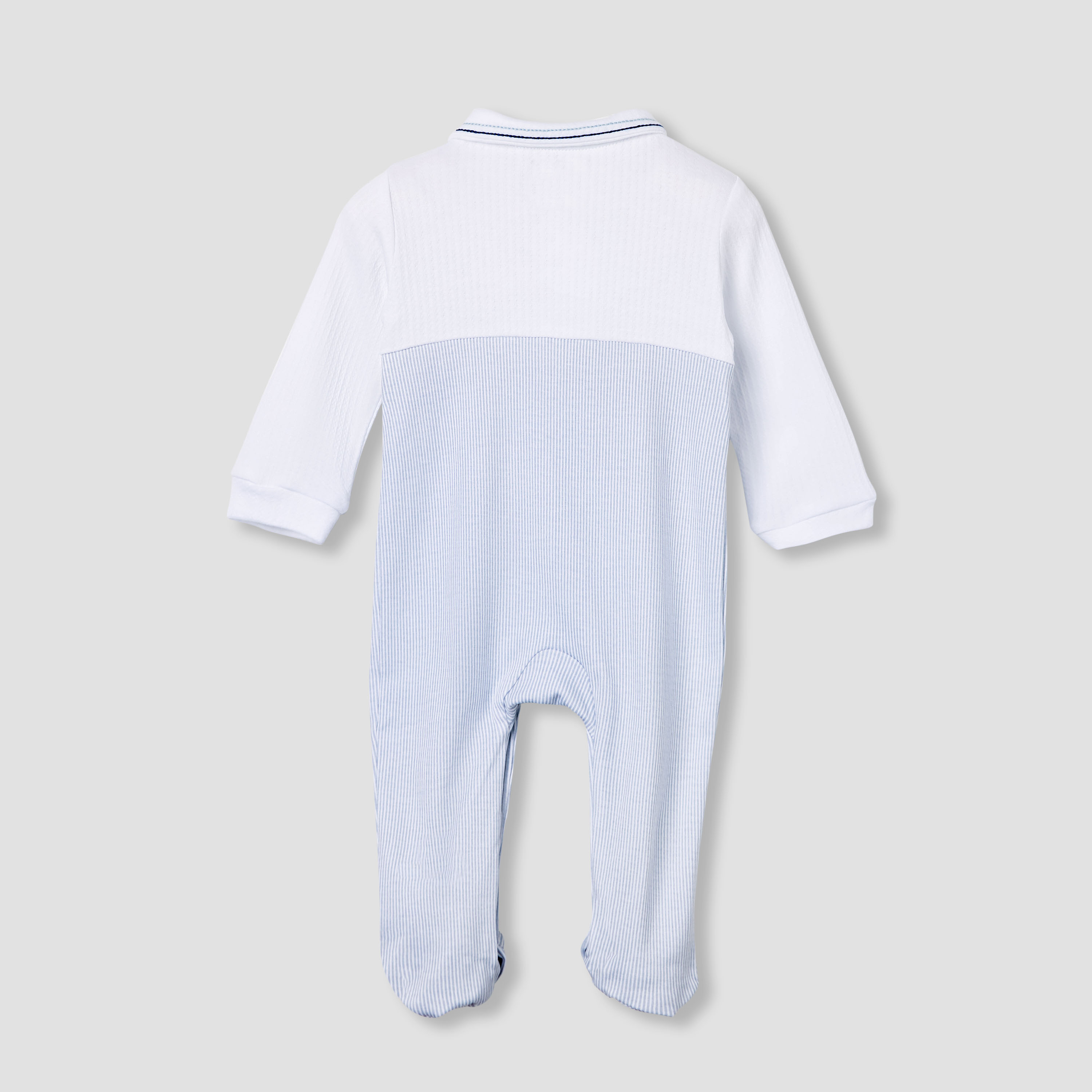 Giggles Striped Collared Sleepsuit with Long Sleeves-baby-boys-clothing-nightwear-sleepsuits-image-2