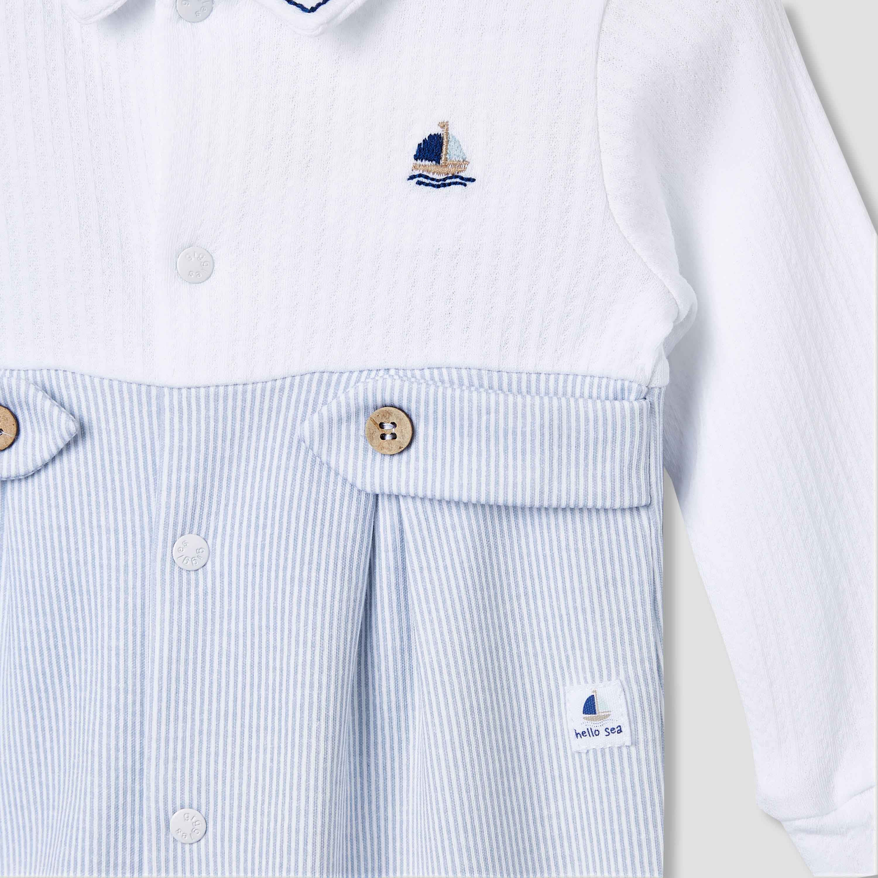 Giggles Striped Collared Sleepsuit with Long Sleeves-baby-boys-clothing-nightwear-sleepsuits-image-5