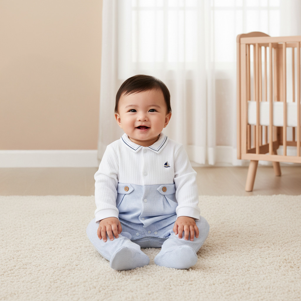 Giggles Striped Collared Sleepsuit with Long Sleeves-baby-boys-clothing-nightwear-sleepsuits-image-7