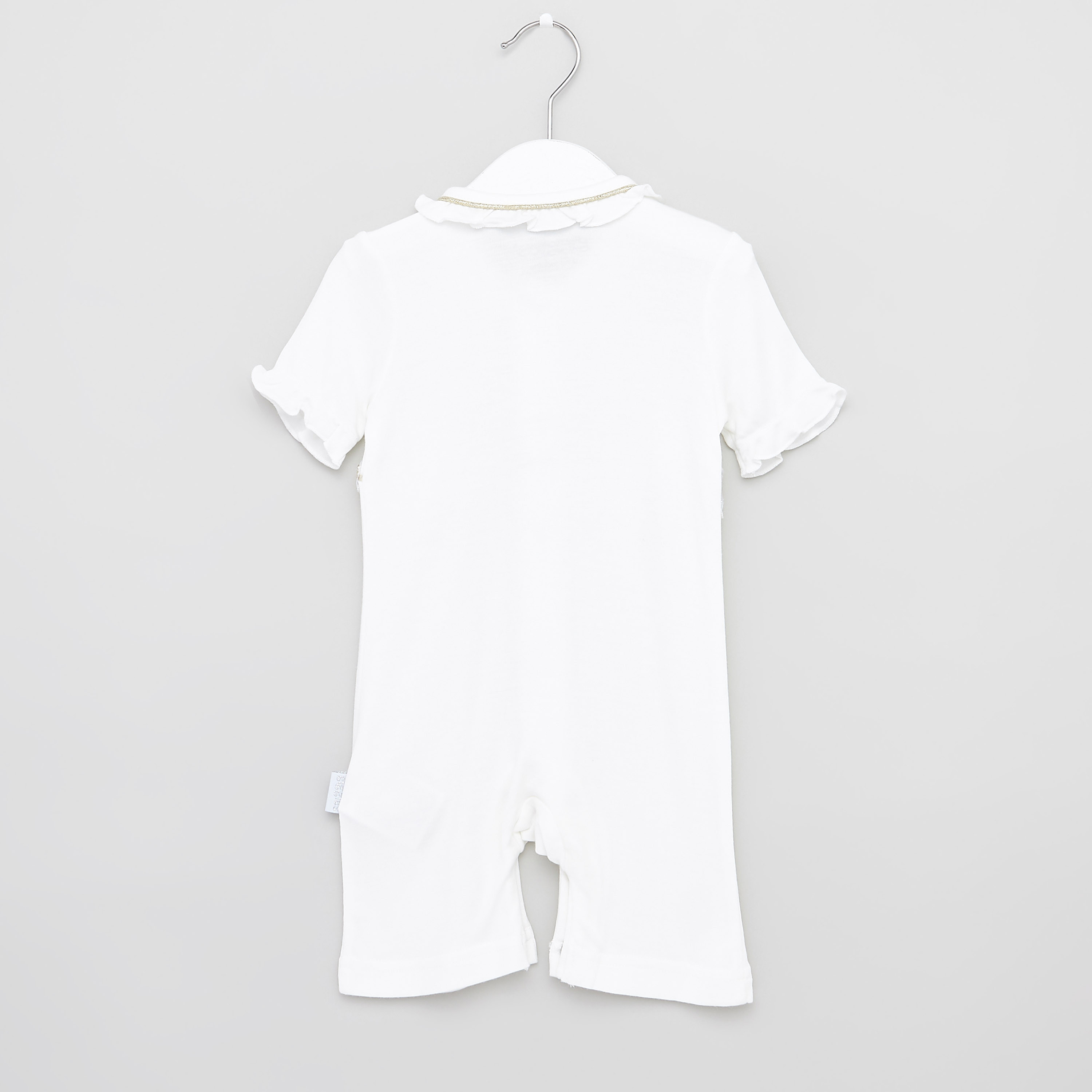 Giggles Embellished Detail Romper with Round Neck and Short Sleeves-baby-girls-clothing-rompers-image-3