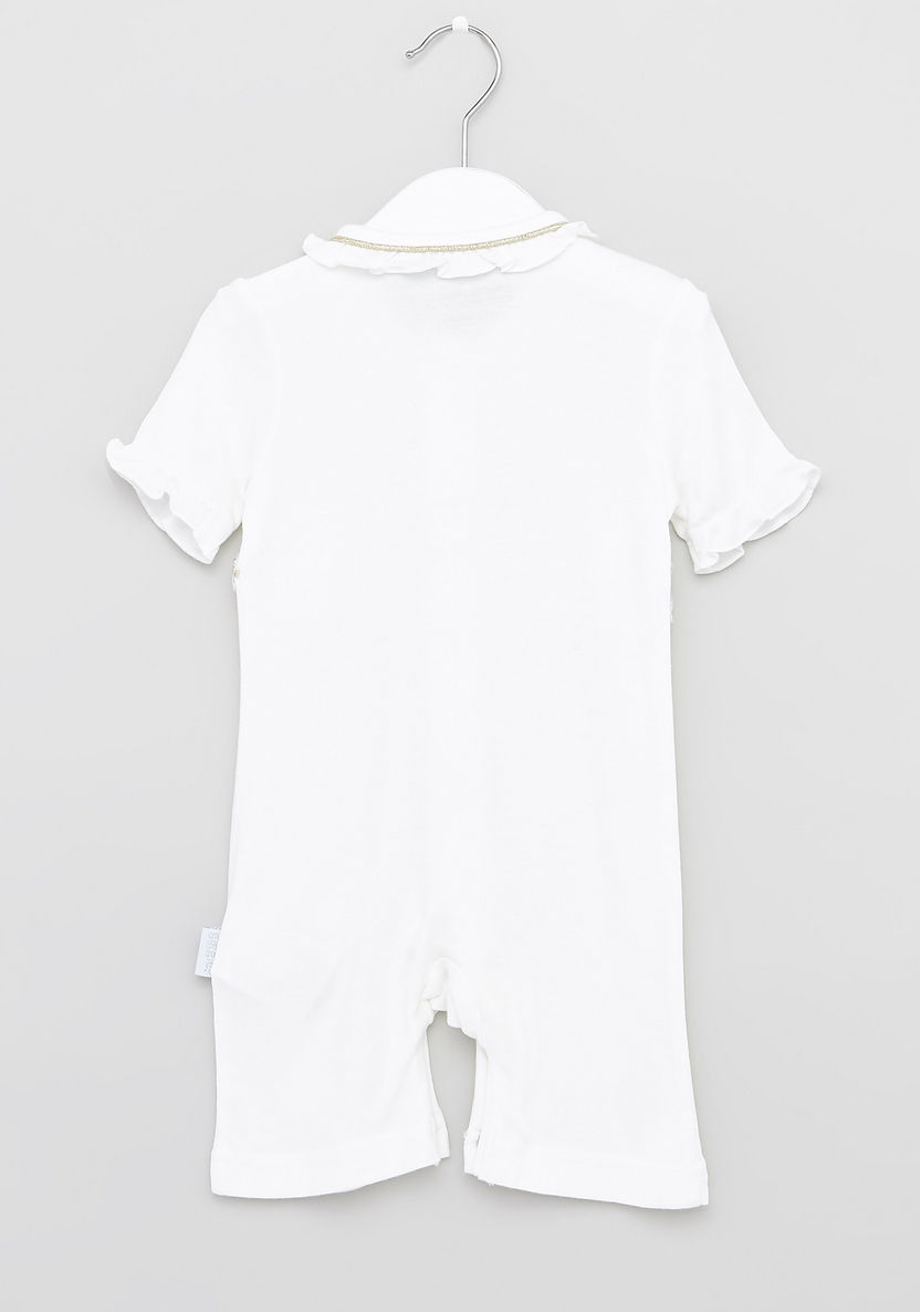 Giggles Embellished Detail Romper with Round Neck and Short Sleeves-Rompers%2C Dungarees and Jumpsuits-image-2