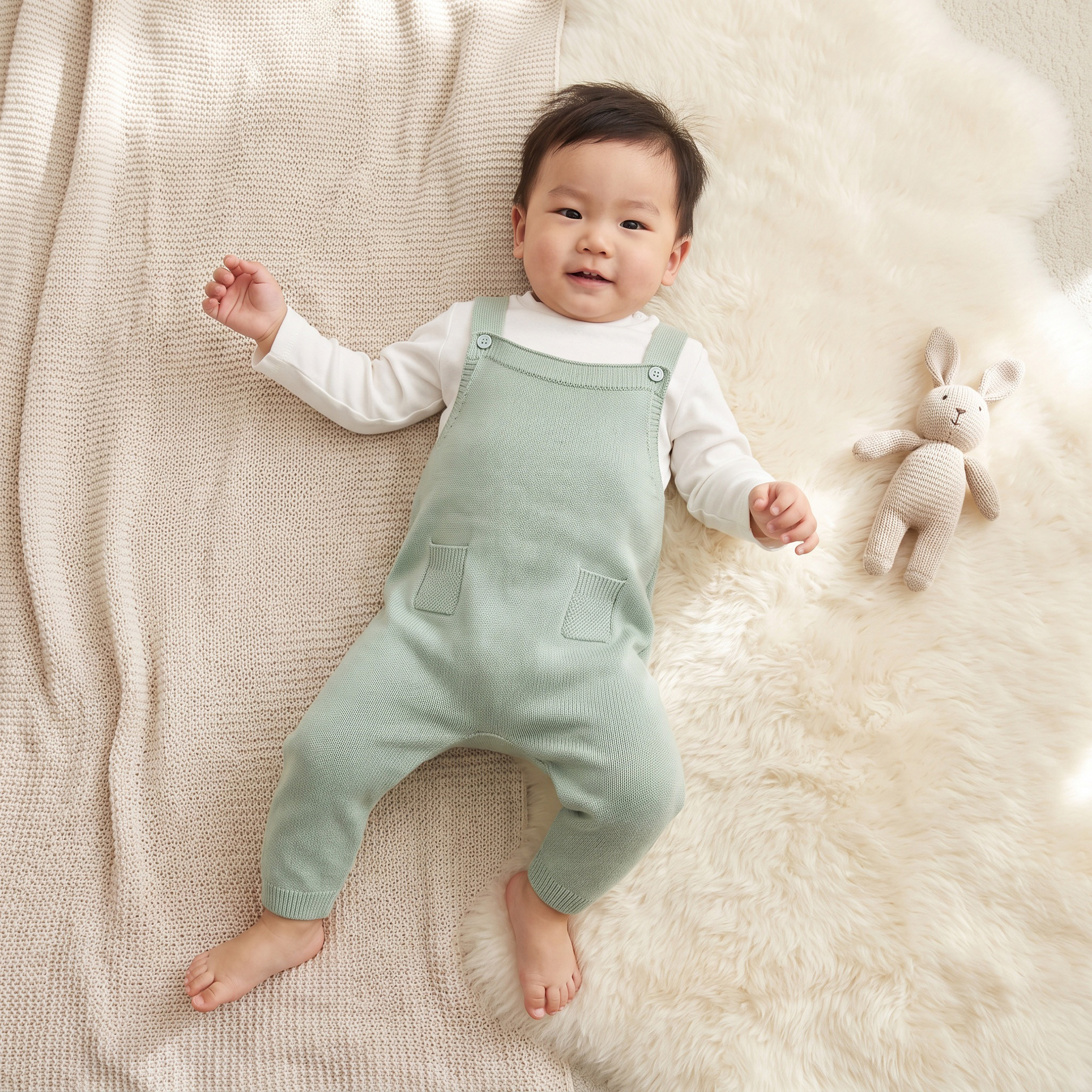 طقم تيشيرت بياقة ضيقة وأكمام طويلة ودنغري بأزرار إغلاق من جيجلز-baby-boys-clothing-winterwear-setsandcoords-image-1