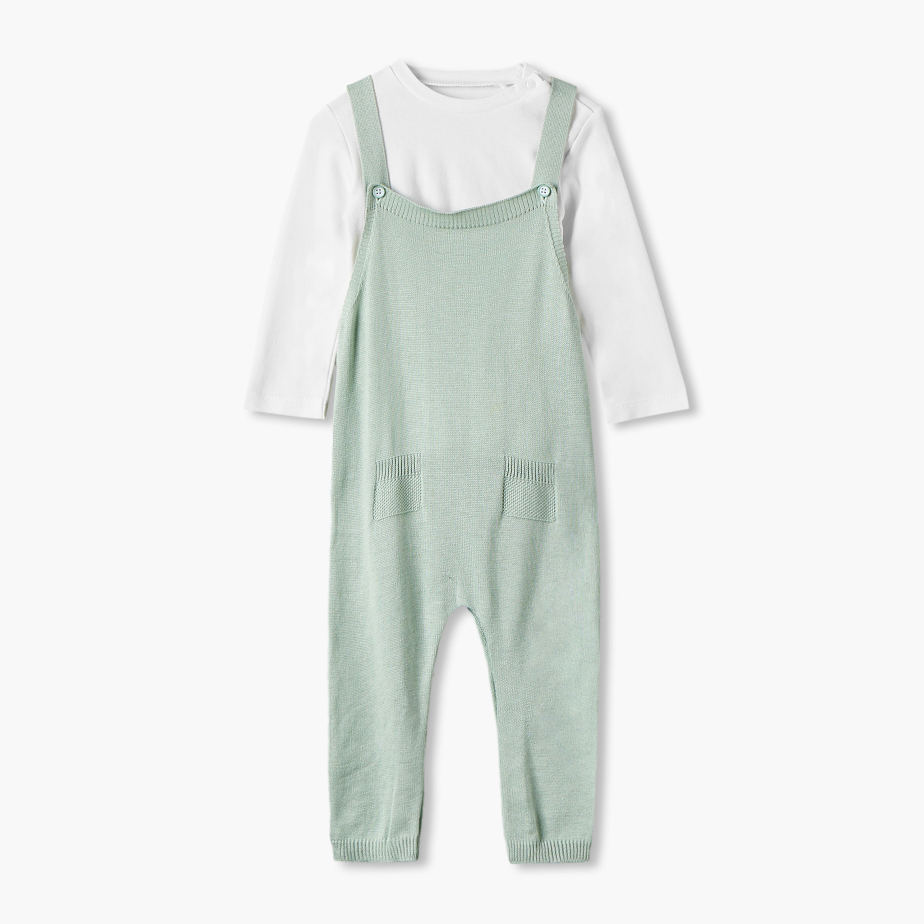 طقم تيشيرت بياقة ضيقة وأكمام طويلة ودنغري بأزرار إغلاق من جيجلز-baby-boys-clothing-winterwear-setsandcoords-image-2