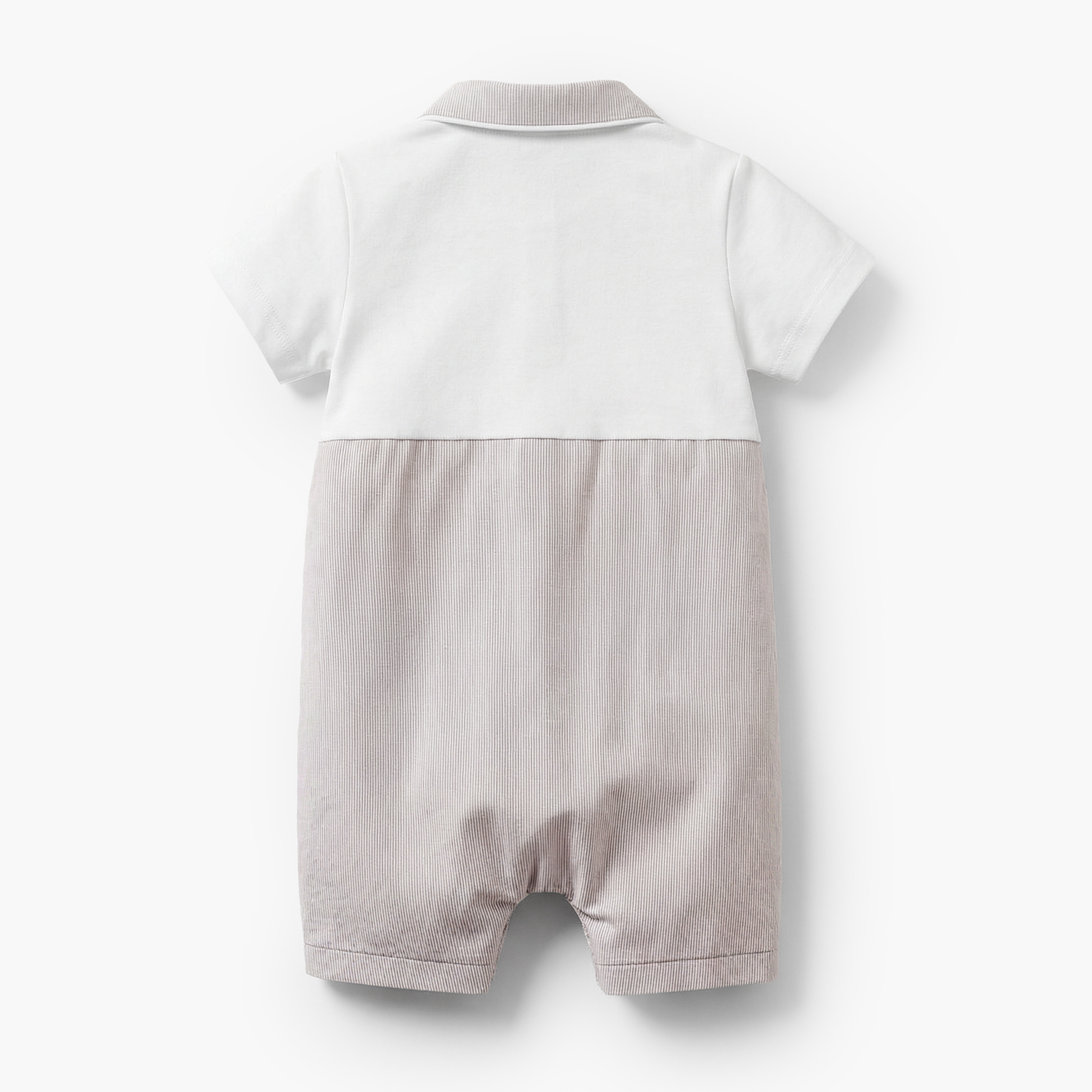أفرول مخطط بياقة وأكمام قصيرة من جيجلز-baby-boys-clothing-rompers-image-2