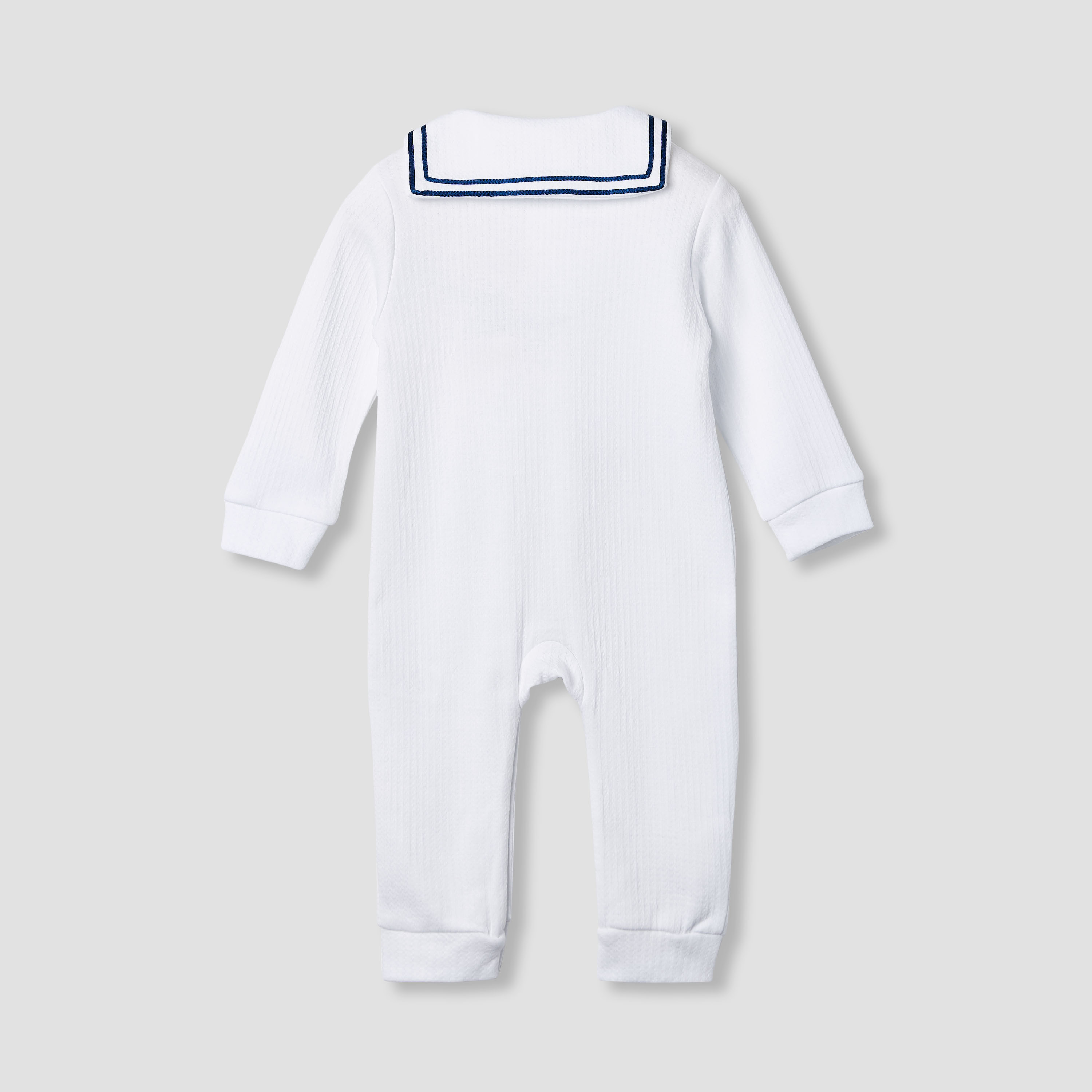 Giggles Ribbed Sailor Collar Sleepsuit with Long Sleeves-baby-boys-clothing-nightwear-sleepsuits-image-2