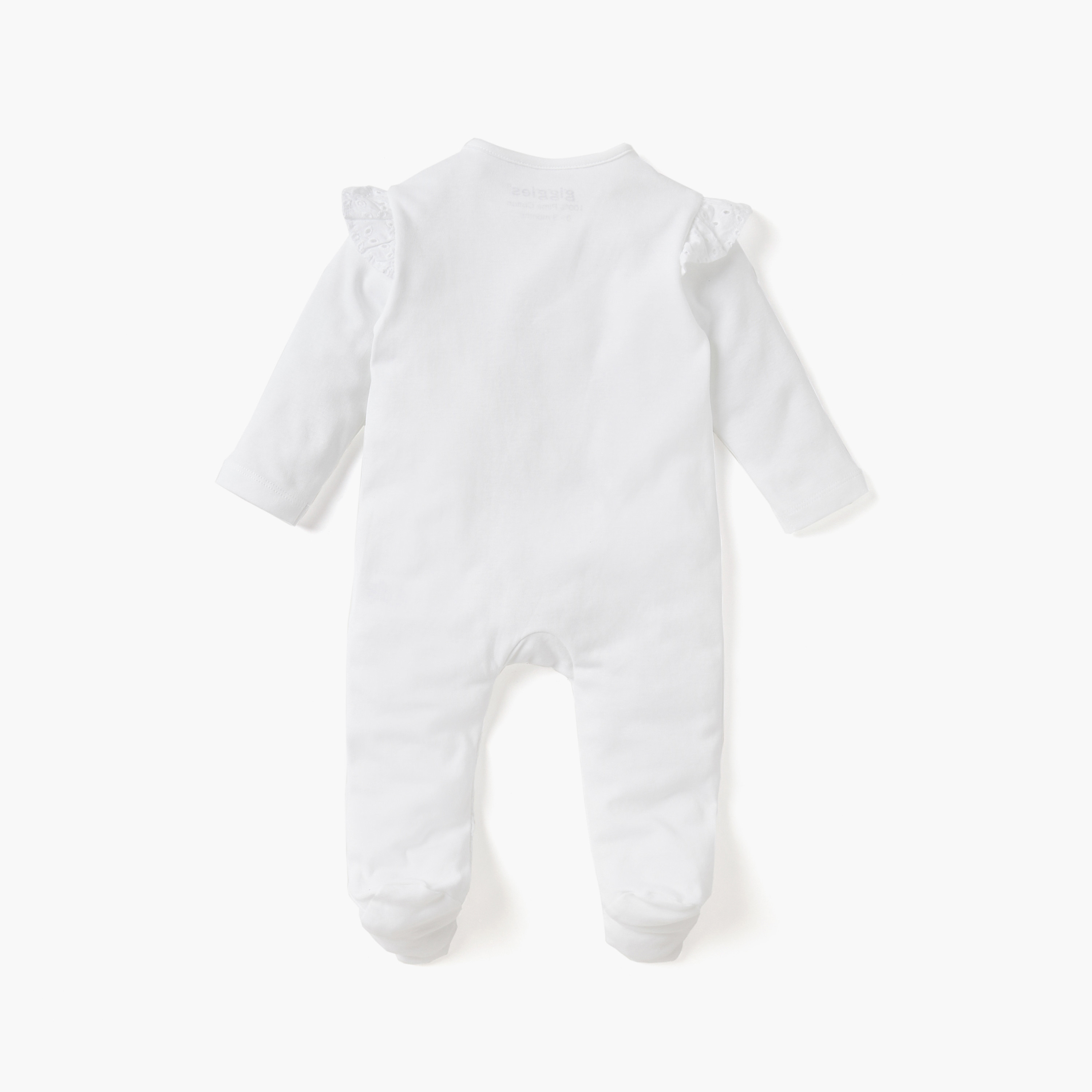 Giggles Bow Applique Closed Feet Sleepsuit with Long Sleeves-baby-girls-clothing-nightwear-sleepsuits-image-2
