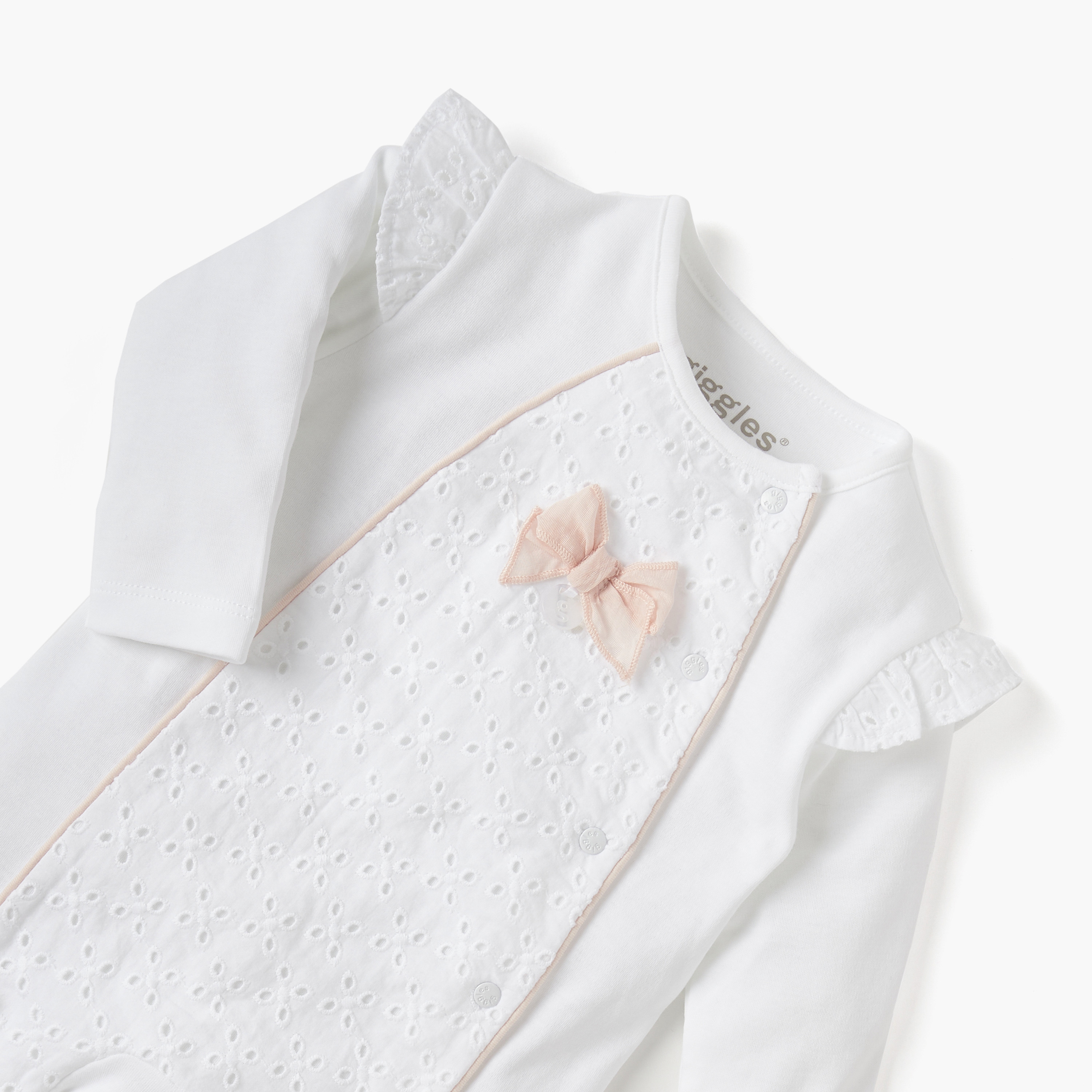 Giggles Bow Applique Closed Feet Sleepsuit with Long Sleeves-baby-girls-clothing-nightwear-sleepsuits-image-3