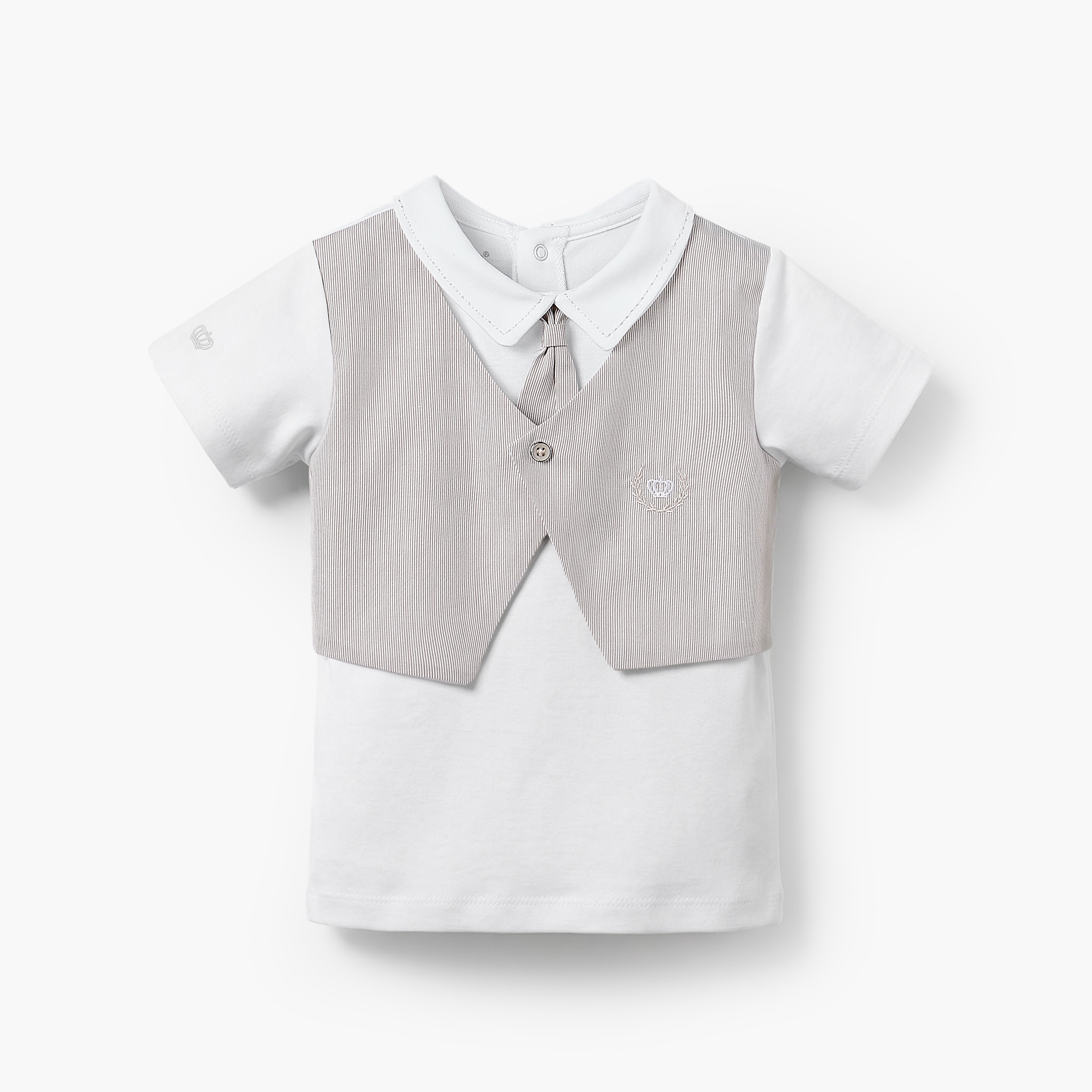 Giggles Cotton Collared Short Sleeves T-Shirt and Pants Set with Stripes-baby-boys-clothing-setsandcoords-image-3