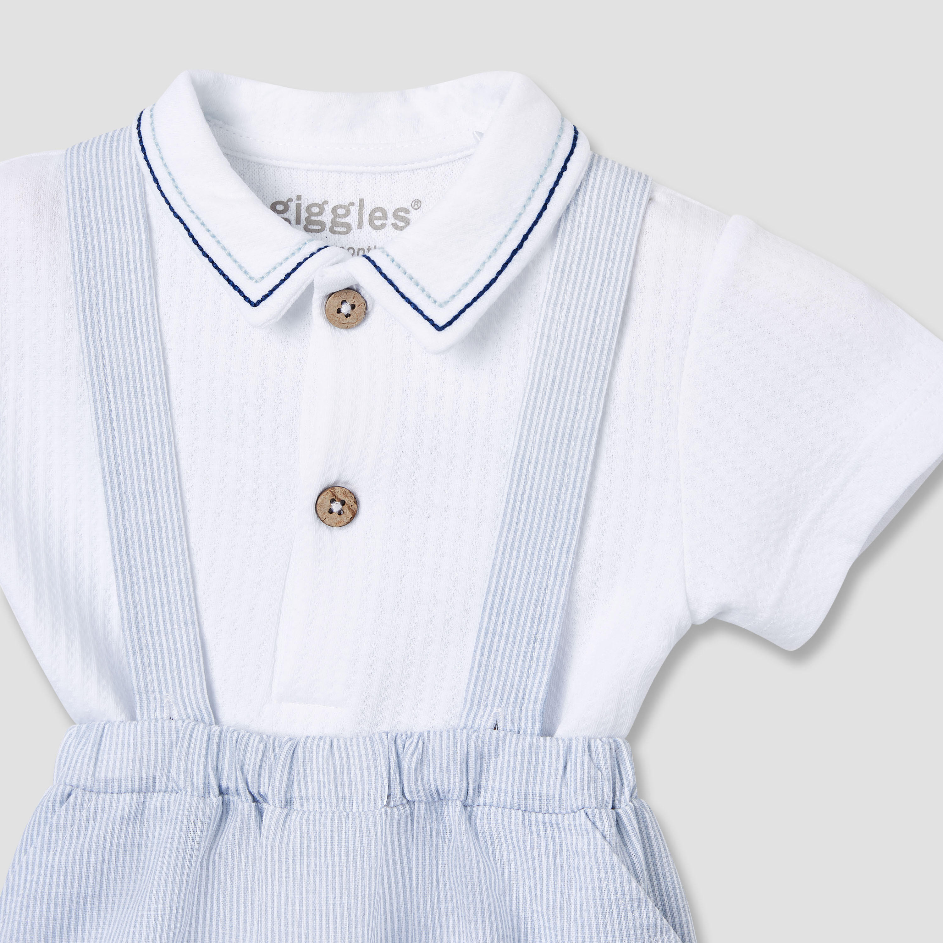 Giggles Striped Dungaree and Polo T-shirt Set-baby-boys-clothing-rompers-image-4