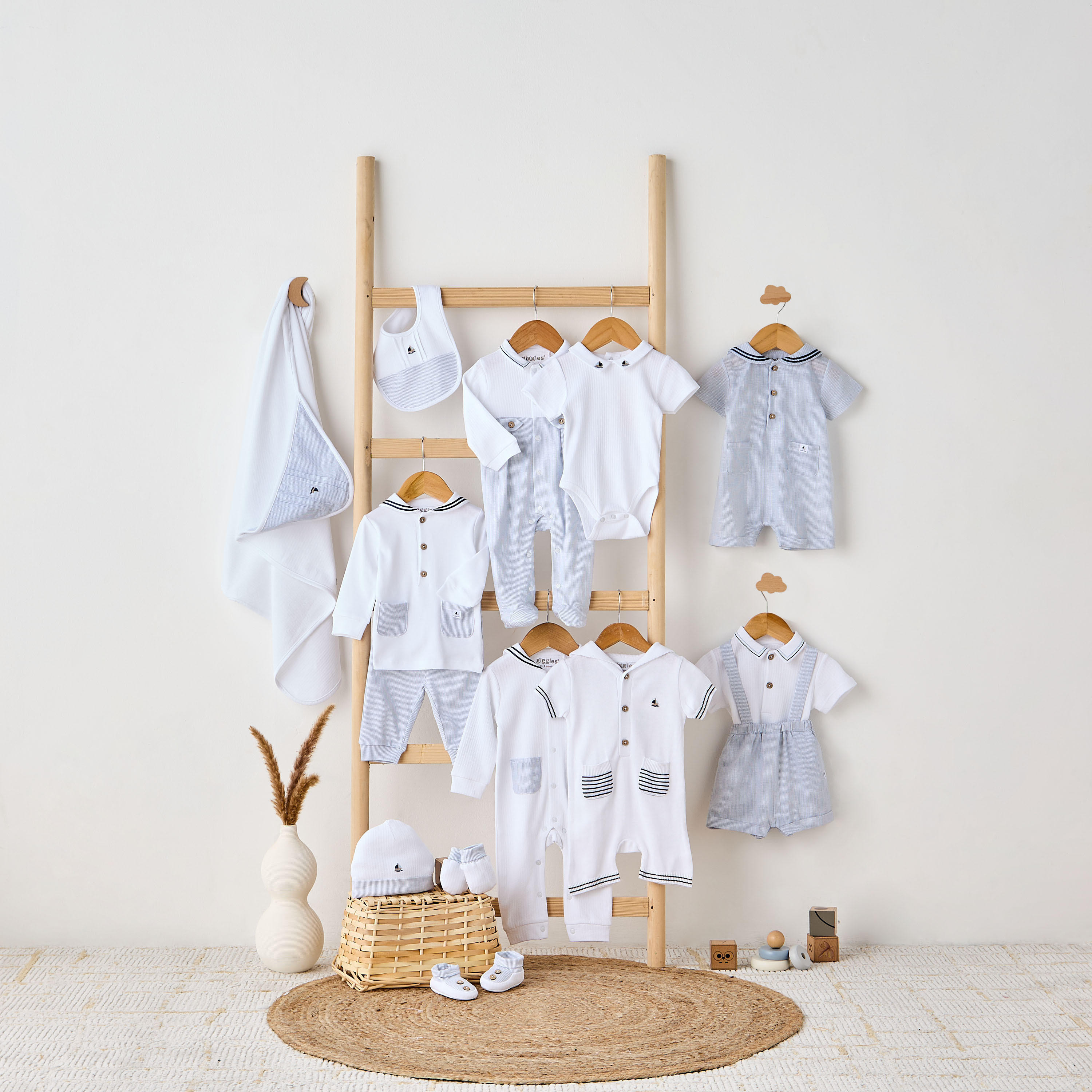 Giggles Striped Dungaree and Polo T-shirt Set-baby-boys-clothing-rompers-image-6