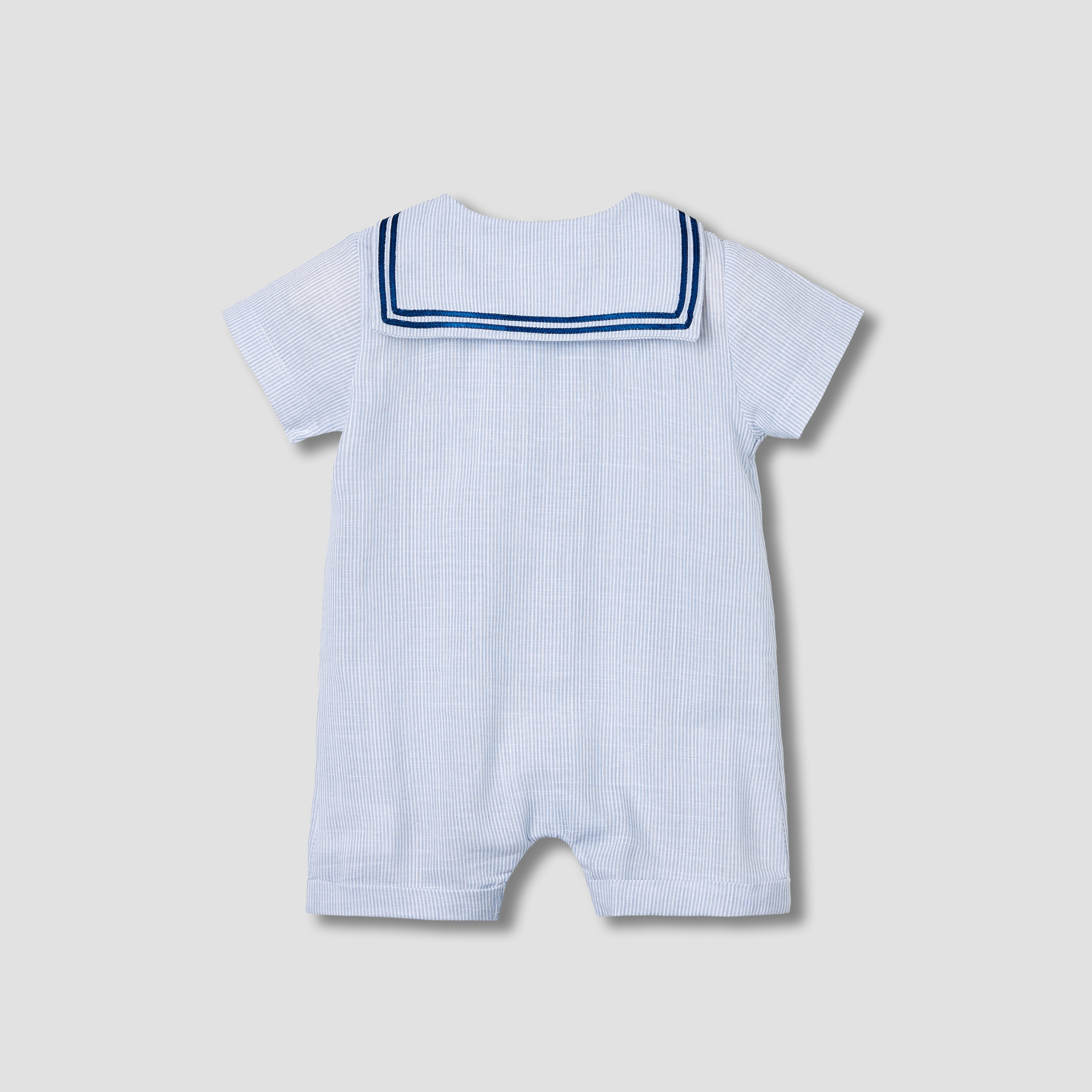 أفرول مقلّم بياقة بحار وأكمام قصيرة من جيجلز-baby-boys-clothing-rompers-image-2