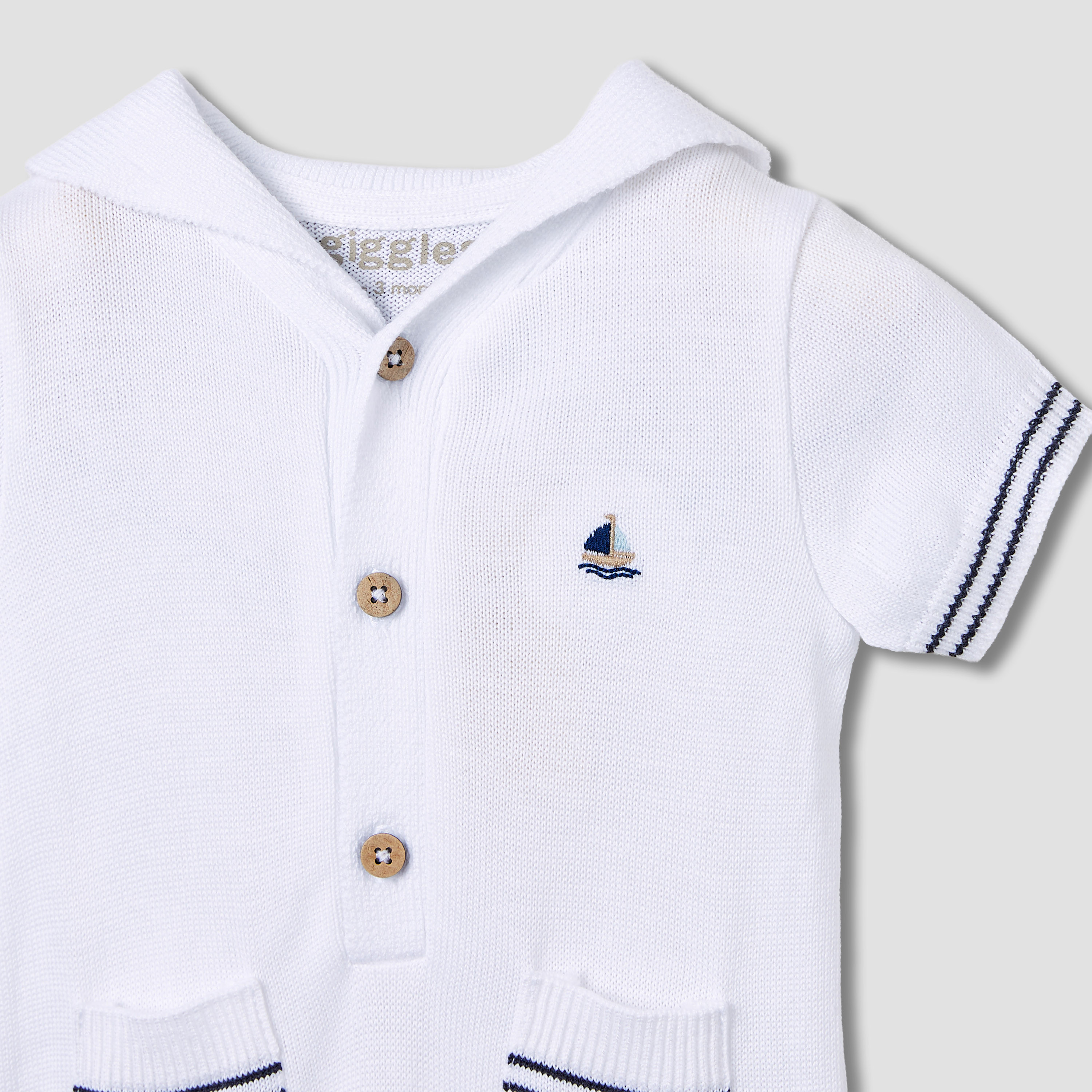 Giggles Striped Romper with Short Sleeves-baby-boys-clothing-rompers-image-3