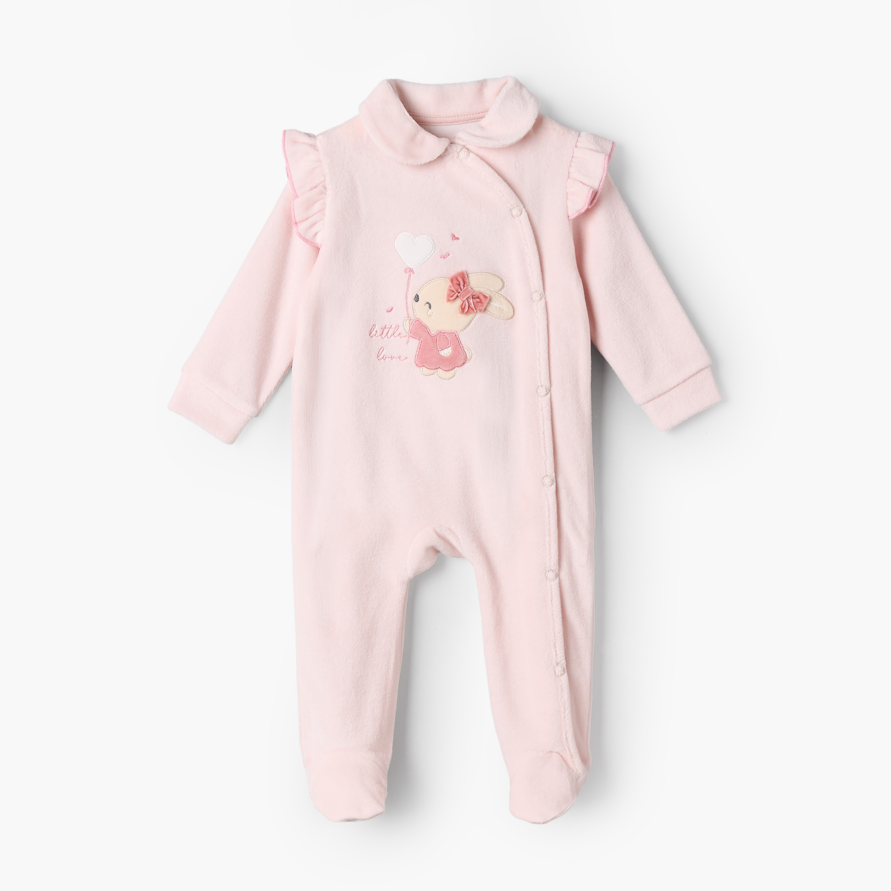 بدلة نوم بياقة وأكمام طويلة بتطريز أرنب من جونيورز-baby-girls-clothing-nightwear-sleepsuits-image-2