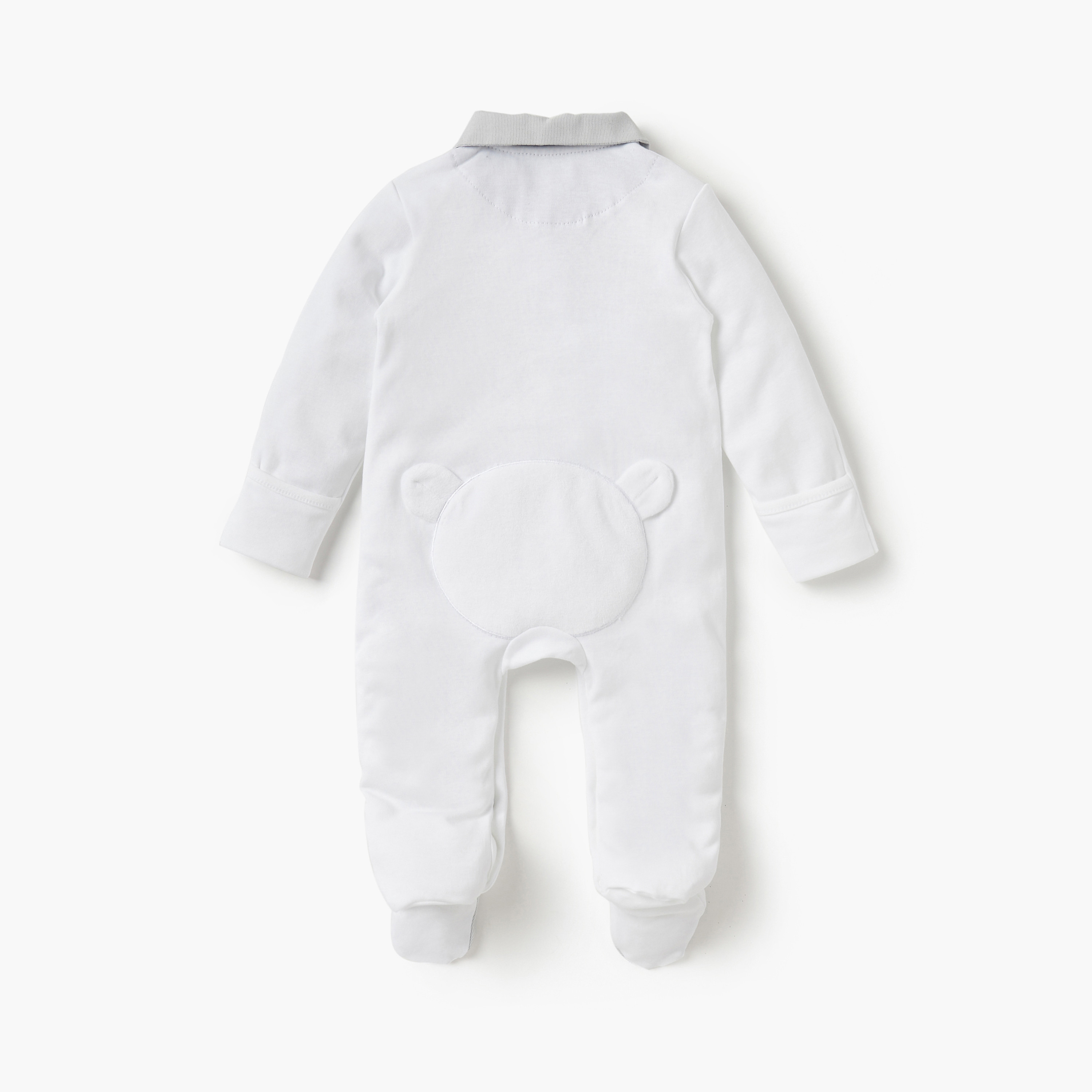 Giggles Applique Detail Closed Foot Sleepsuit with Long Sleeves and Collar-baby-boys-clothing-nightwear-sleepsuits-image-2