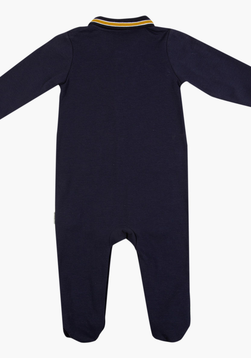 Giggles Printed Polo Sleepsuit with Long Sleeves-Sleepsuits-image-1