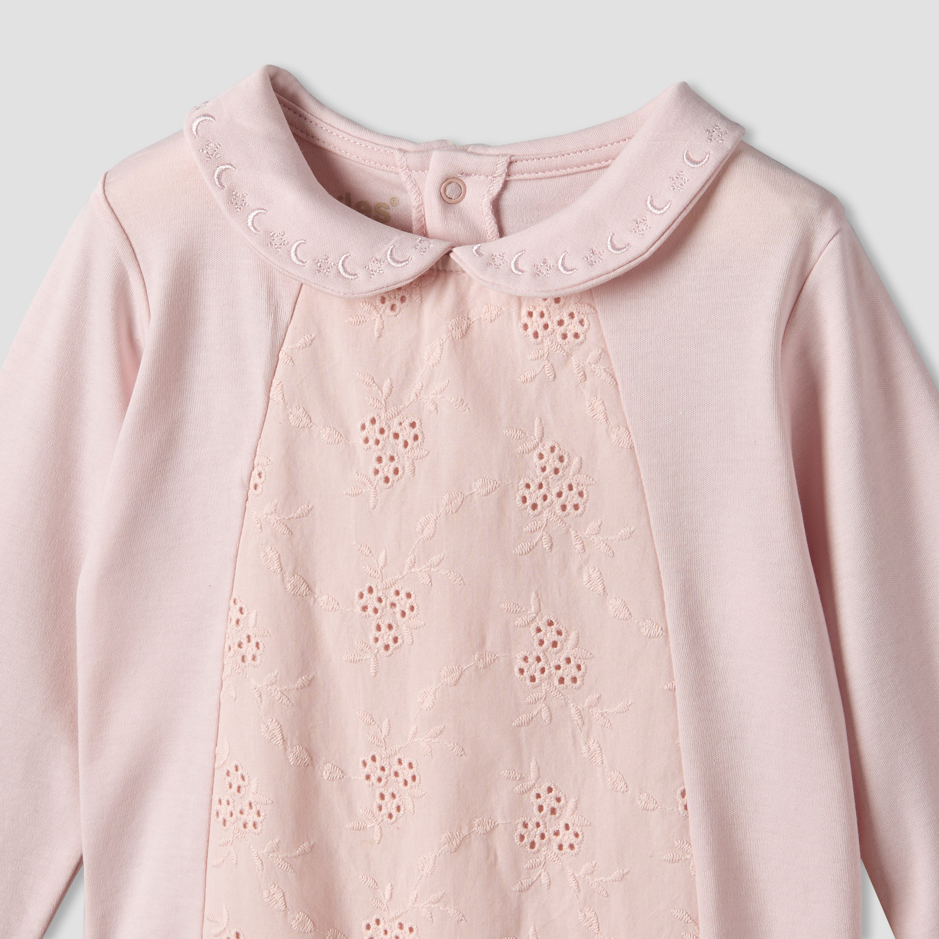 Giggles Cotton Collared Neck Long Sleeve Sleepsuit with Embroidery-baby-girls-clothing-nightwear-sleepsuits-image-4