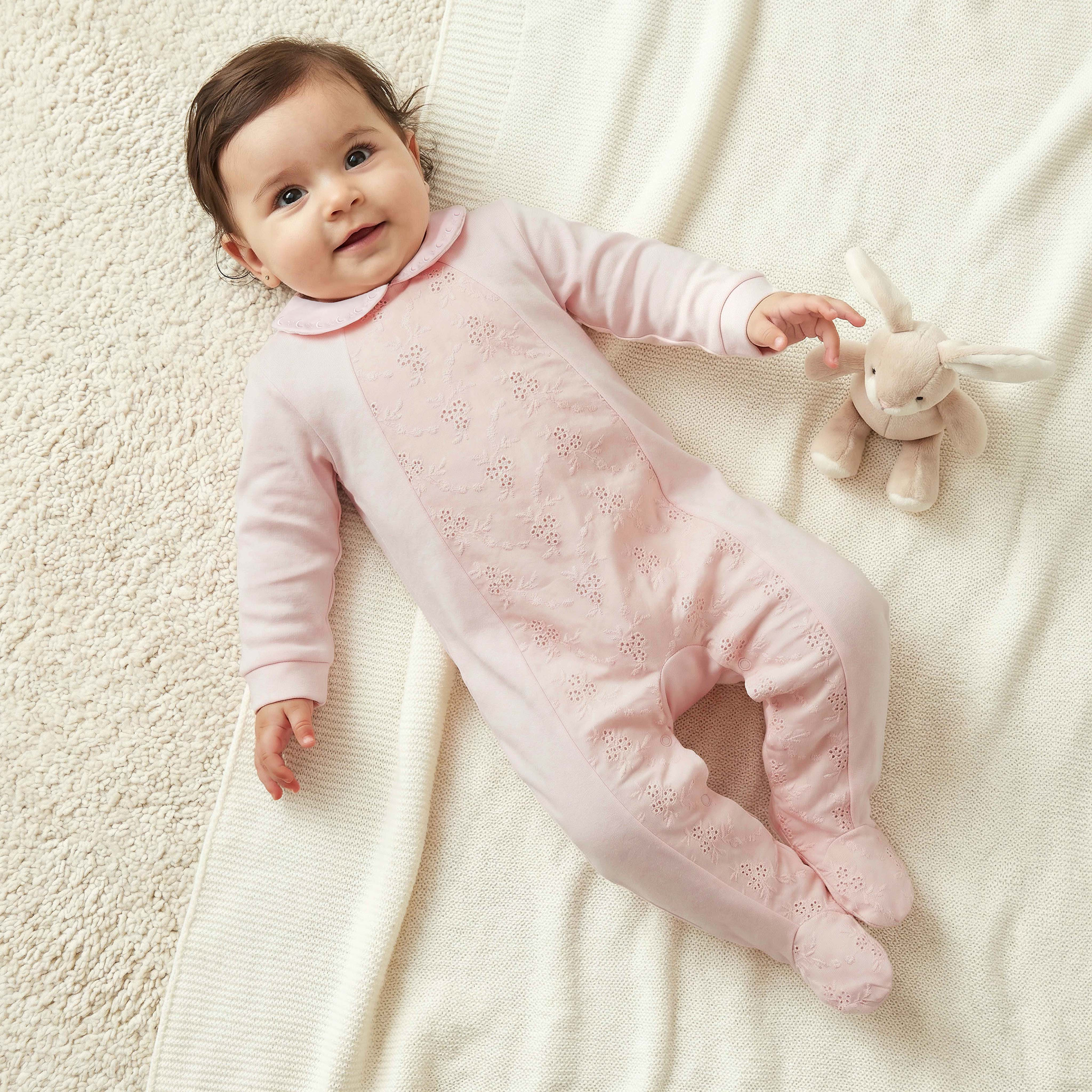 Giggles Cotton Collared Neck Long Sleeve Sleepsuit with Embroidery-baby-girls-clothing-nightwear-sleepsuits-image-1