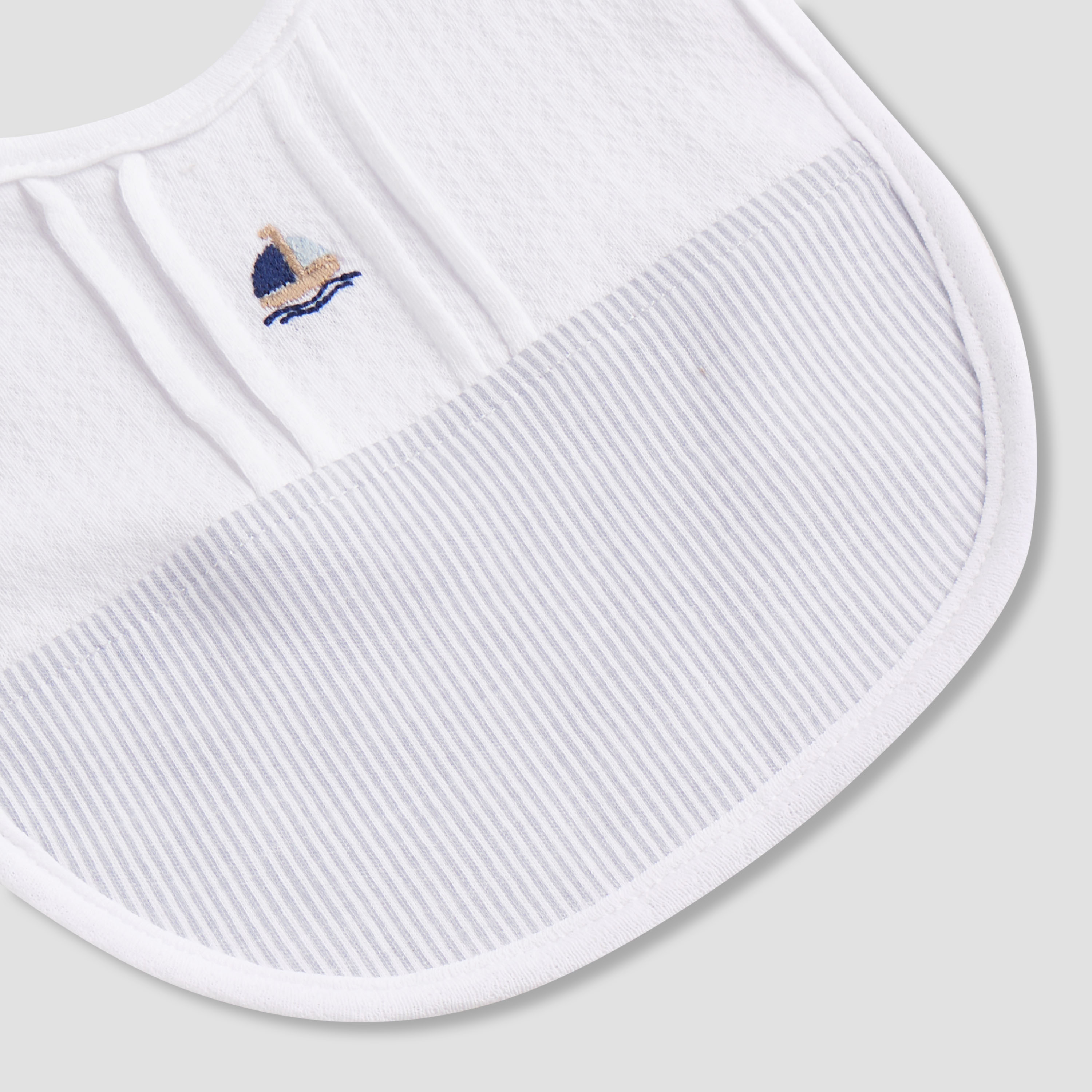 Giggles Embroidered Sailboat Bib with Button Closure-baby-feeding-bibs-image-3