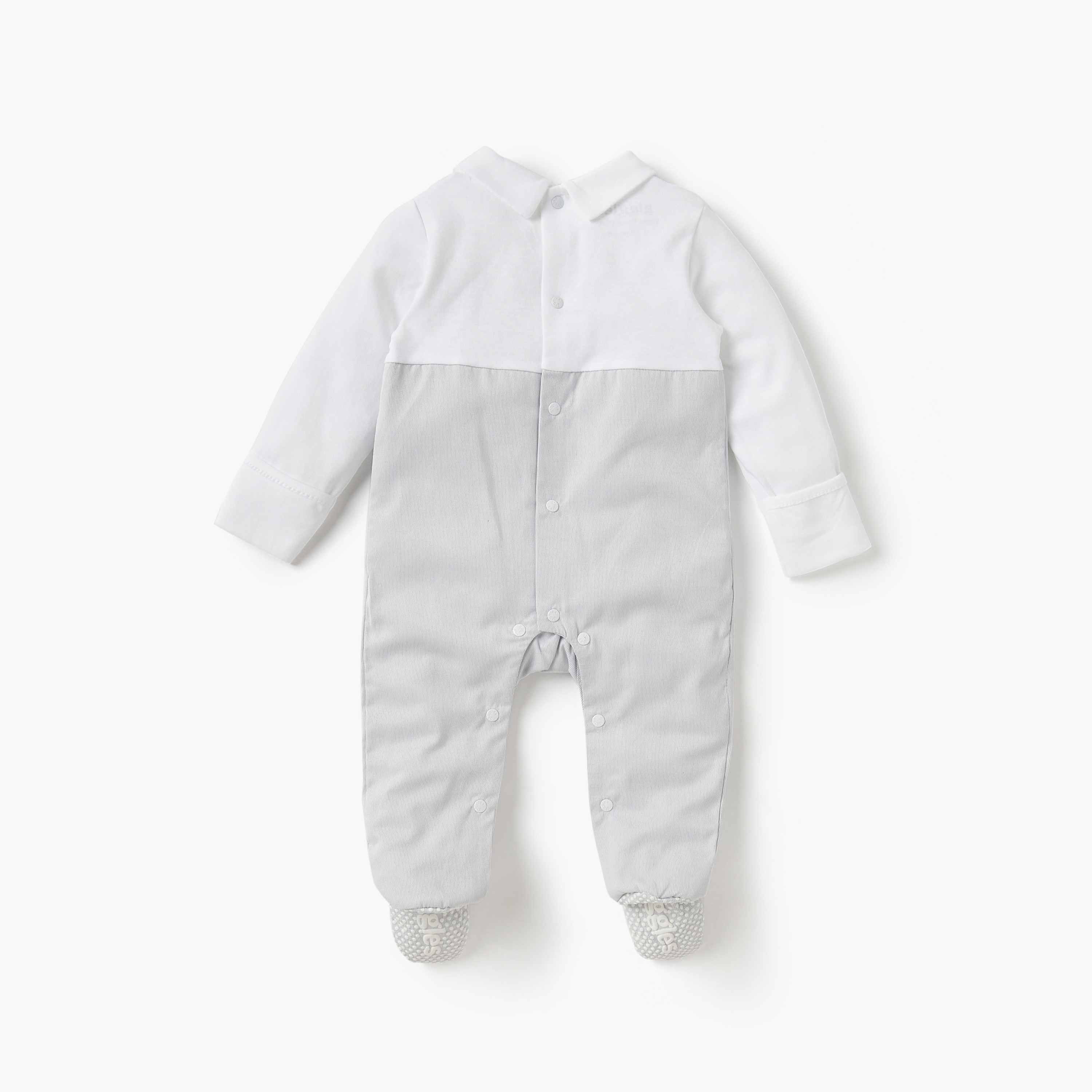 Giggles Applique Detail Closed Foot Sleepsuit with Long Sleeves and Collar-baby-boys-clothing-nightwear-sleepsuits-image-2