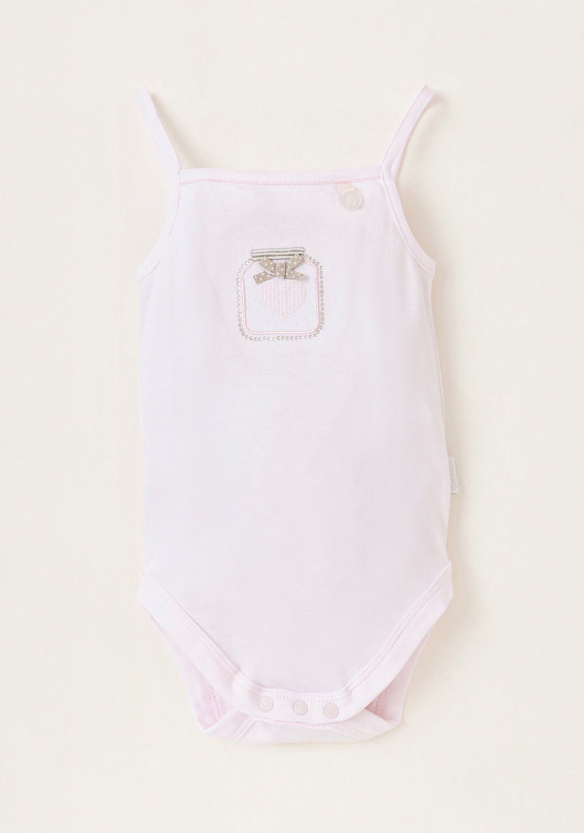 Giggles Embroidered Detail Bodysuit with Press Button Closure-Bodysuits-image-0