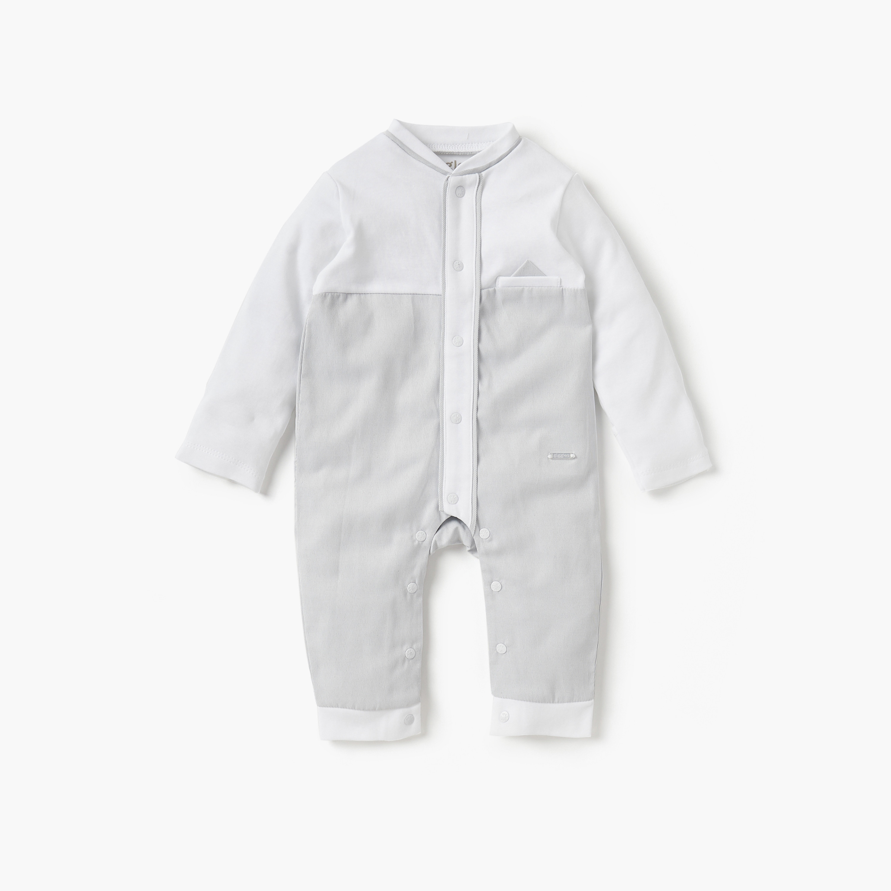 بدلة نوم سادة بأكمام طويلة وأزرار إغلاق كباسة من جيجلز-baby-boys-clothing-nightwear-sleepsuits-image-1