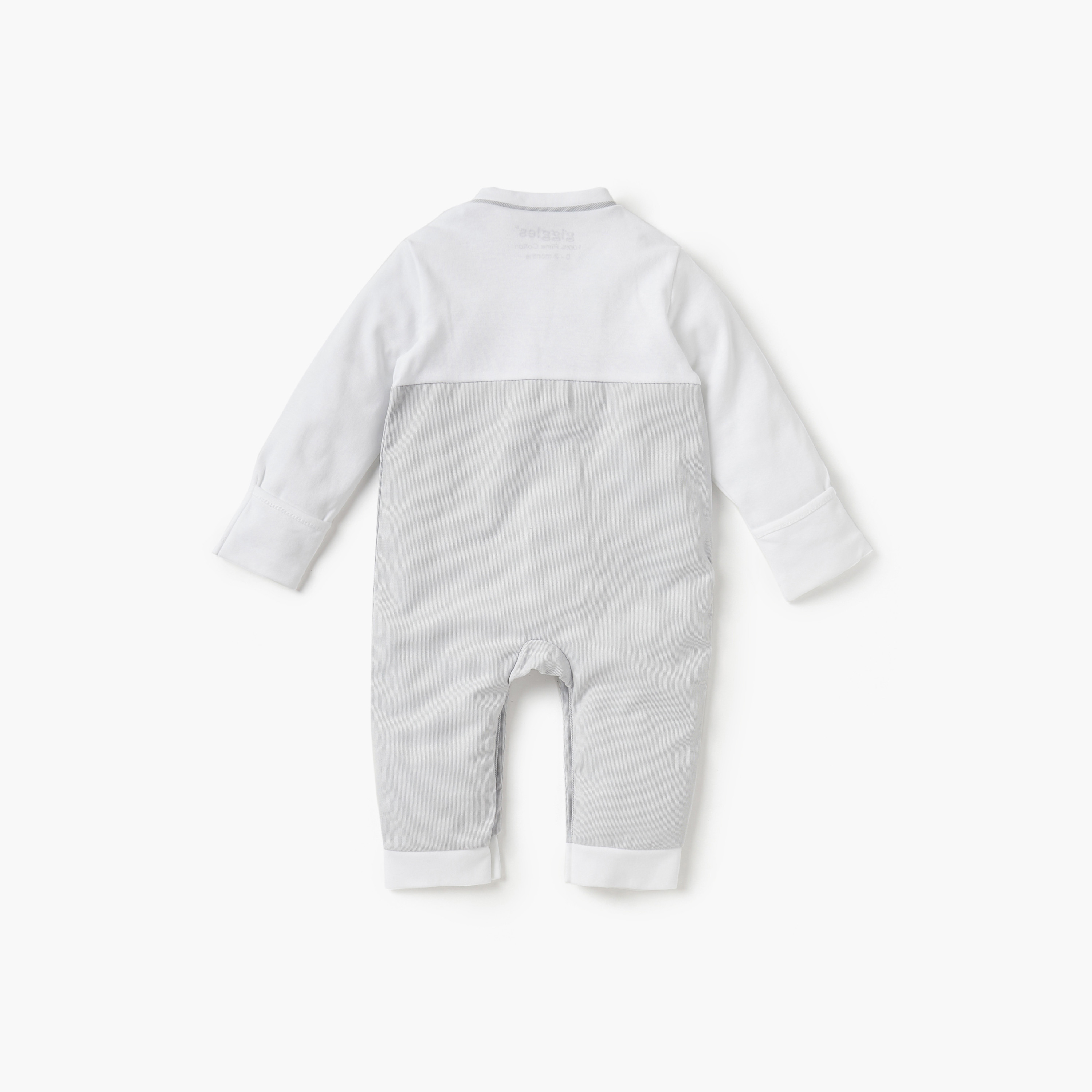 بدلة نوم سادة بأكمام طويلة وأزرار إغلاق كباسة من جيجلز-baby-boys-clothing-nightwear-sleepsuits-image-2