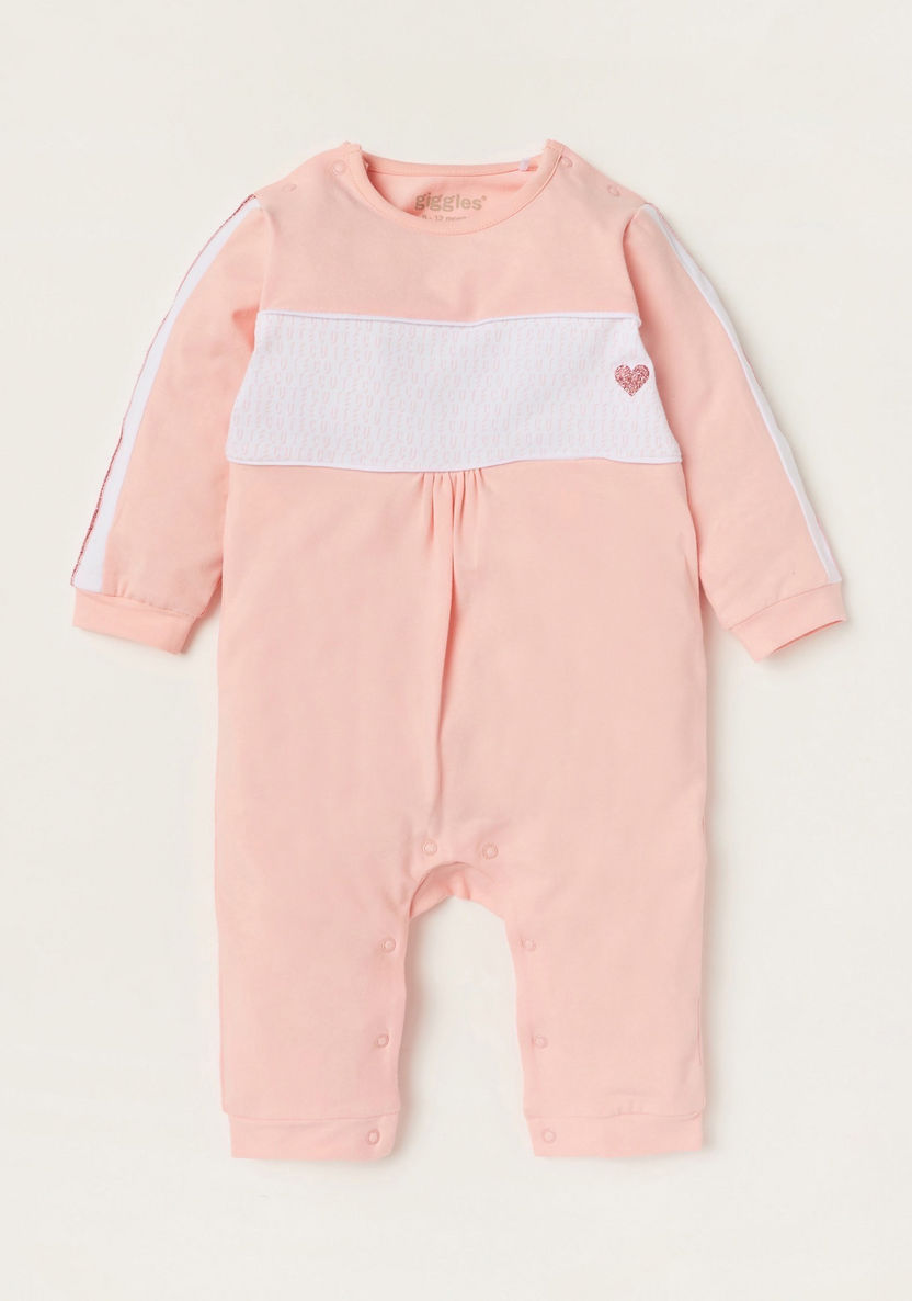 Giggles Round Neck Sleepsuit with Long Sleeves and Button Closure-Sleepsuits-image-0